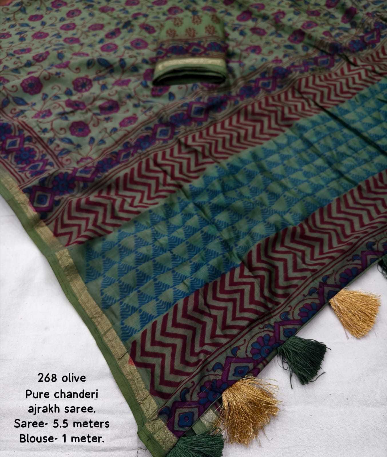 Ynf Chanderi Cotton KESH433 269 Sarees Wholesale Printed Sarees Ajrakh Sarees Chanderi Sarees Manufacturer- Kapda Export