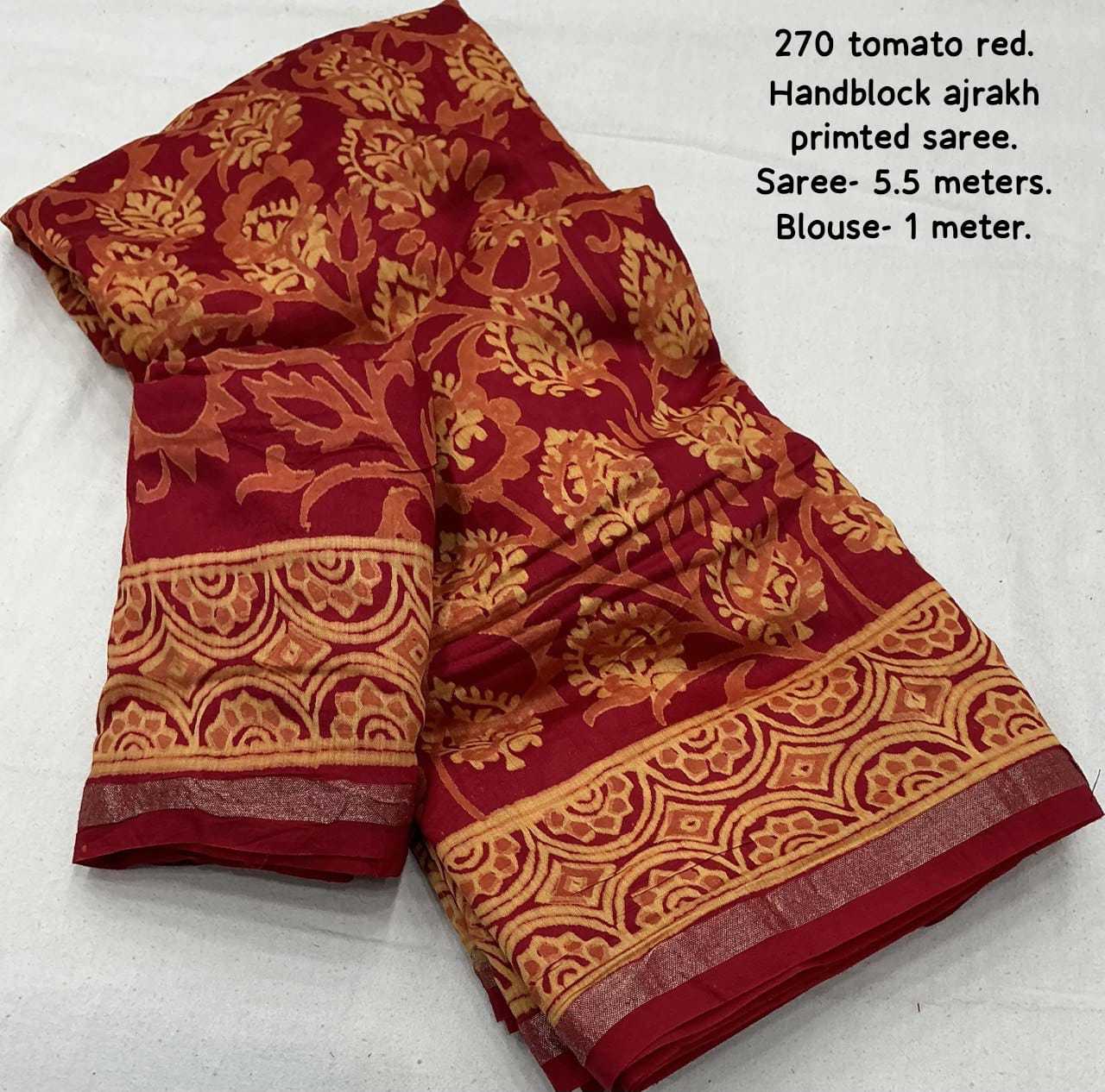 Ynf Chanderi Cotton KESH433 269 Sarees Wholesale Printed Sarees Ajrakh Sarees Chanderi Sarees Manufacturer- Kapda Export