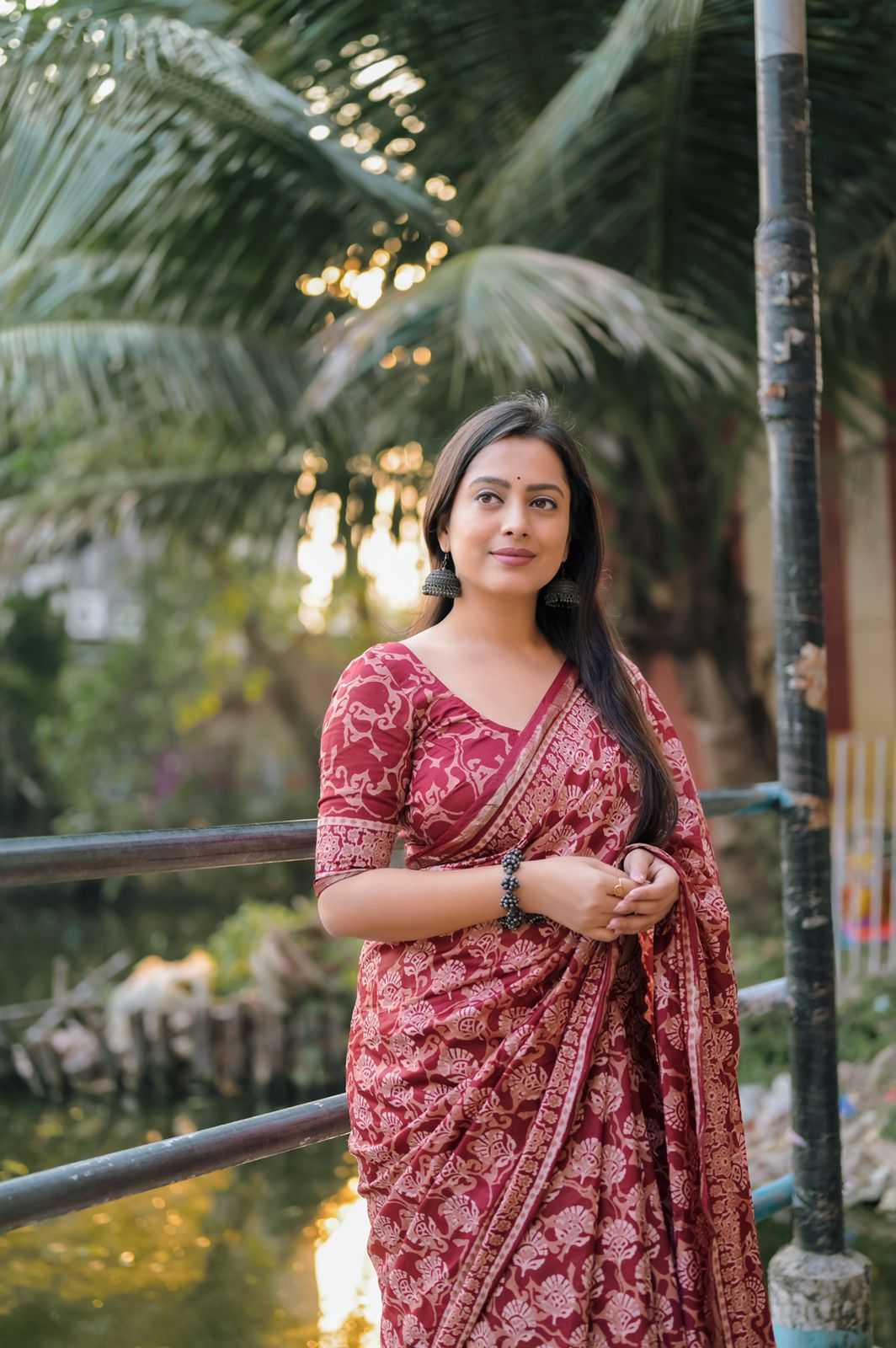 Ynf Chanderi Cotton KESH433 269 Sarees Wholesale Printed Sarees Ajrakh Sarees Chanderi Sarees Manufacturer- Kapda Export