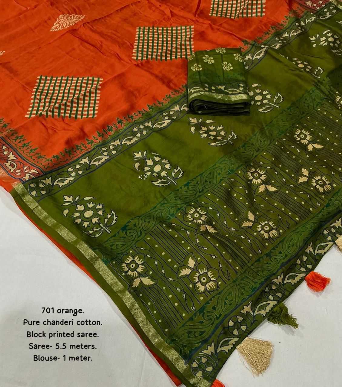 Ynf Chanderi Cotton KESH433 496 Sarees Wholesale Printed Sarees Ajrakh Sarees Chanderi Sarees Manufacturer- Kapda Export