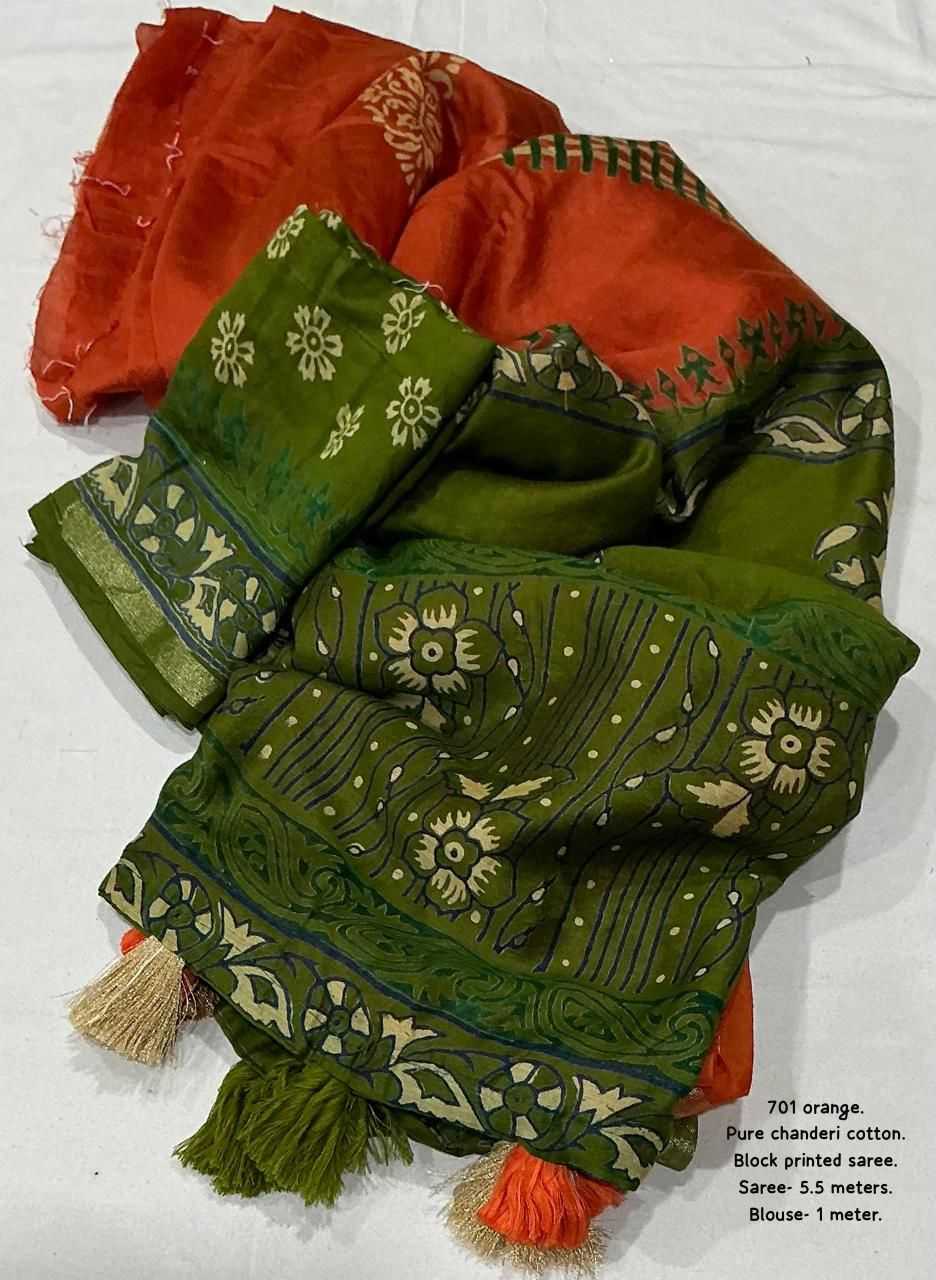 Ynf Chanderi Cotton KESH433 496 Sarees Wholesale Printed Sarees Ajrakh Sarees Chanderi Sarees Manufacturer- Kapda Export