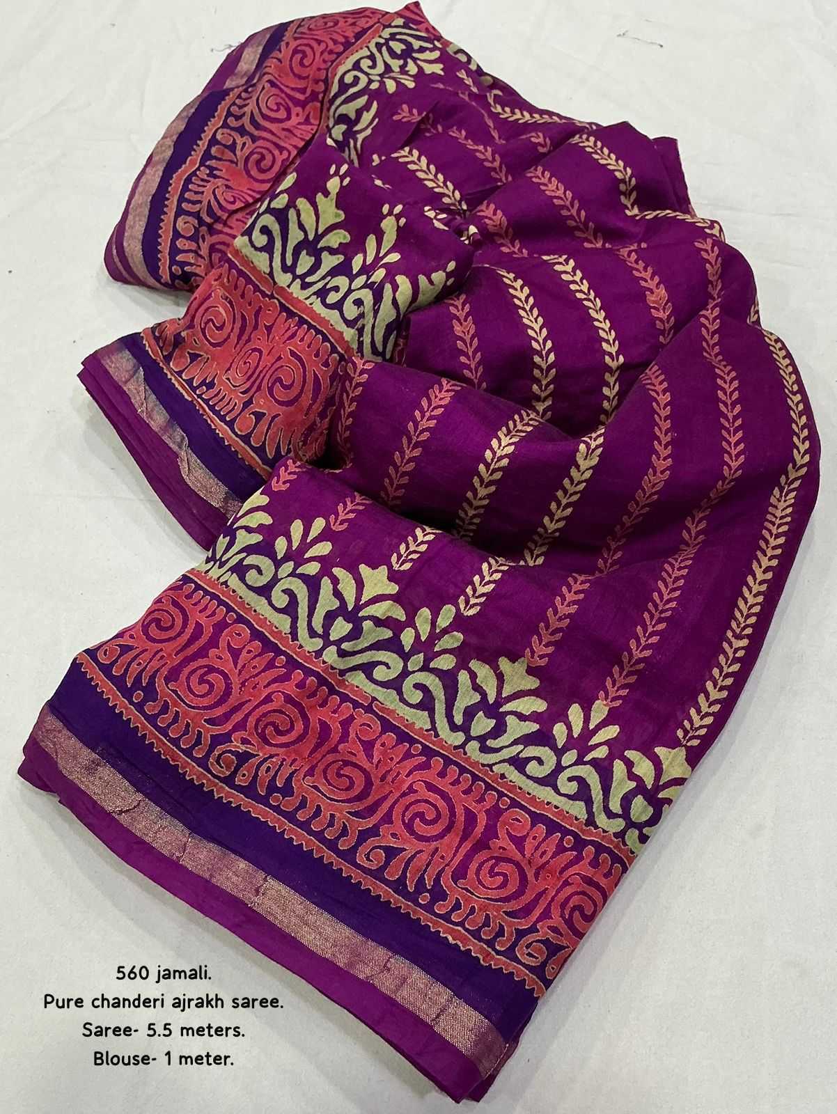Ynf Chanderi Cotton KESH433 496 Sarees Wholesale Printed Sarees Ajrakh Sarees Chanderi Sarees Manufacturer- Kapda Export