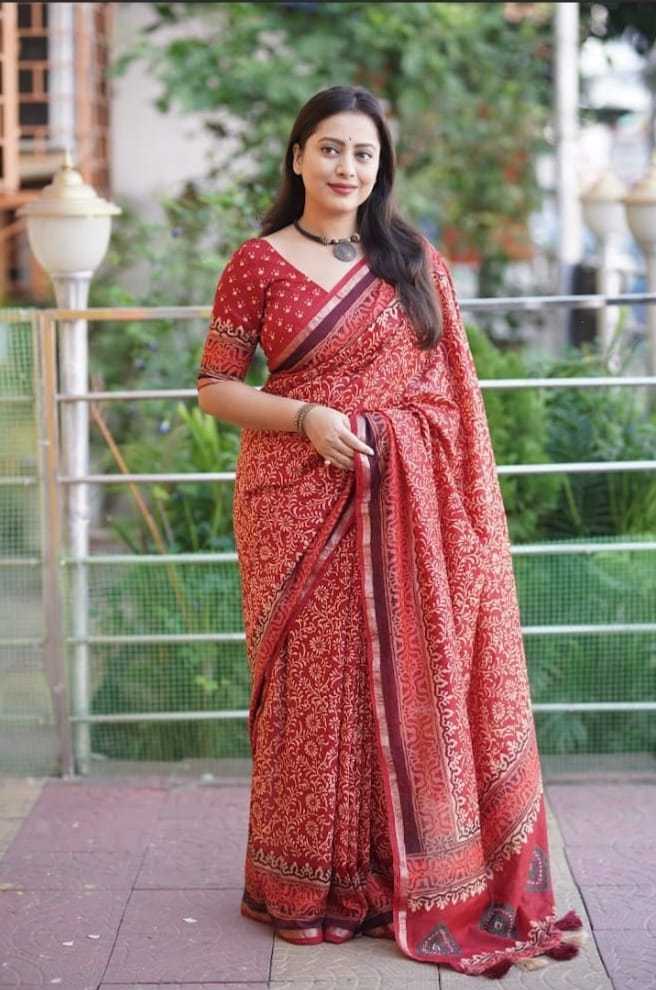 Ynf Chanderi Cotton KESH433 496 Sarees Wholesale Printed Sarees Ajrakh Sarees Chanderi Sarees Manufacturer- Kapda Export