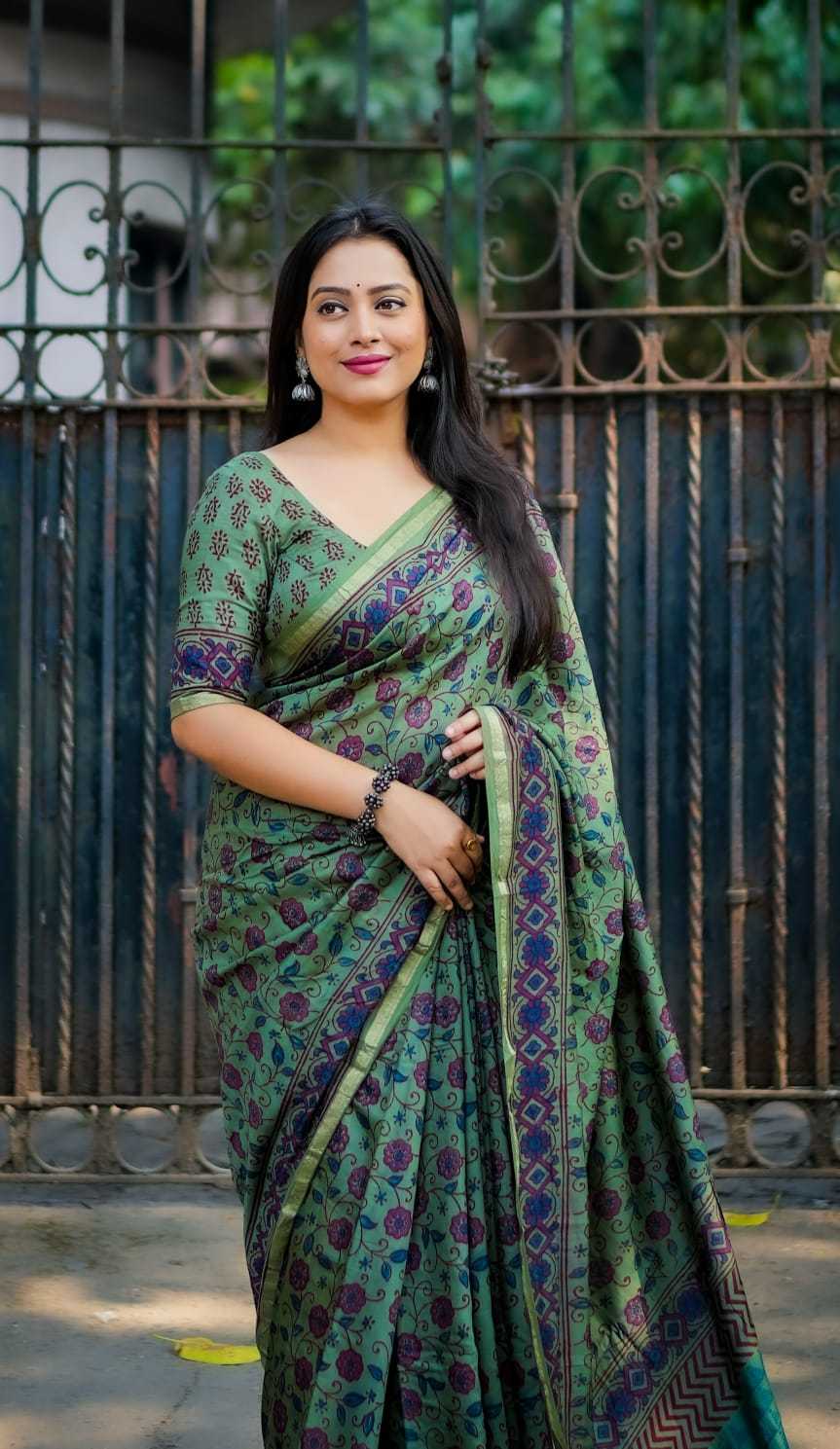 Ynf Chanderi Cotton KESH433 496 Sarees Wholesale Printed Sarees Ajrakh Sarees Chanderi Sarees Manufacturer- Kapda Export