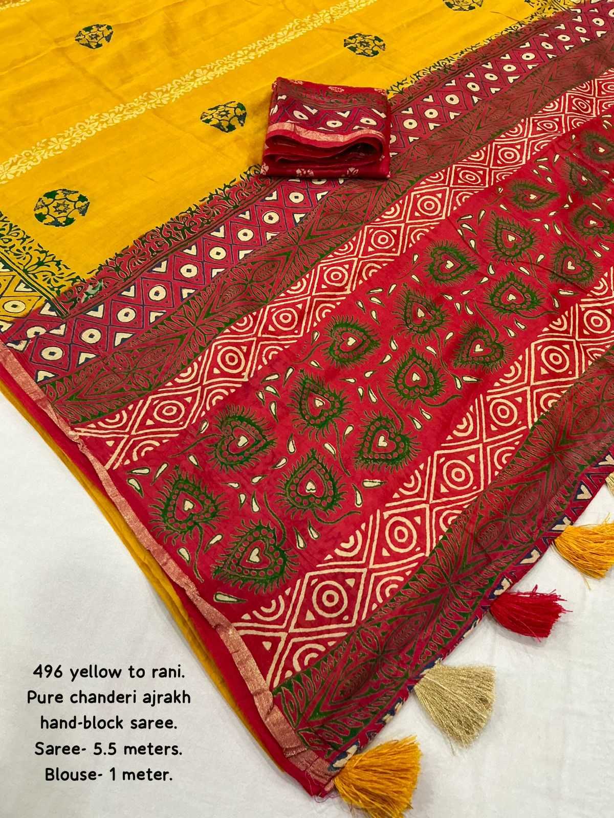 Ynf Chanderi Cotton KESH433 496 Sarees Wholesale Printed Sarees Ajrakh Sarees Chanderi Sarees Manufacturer- Kapda Export