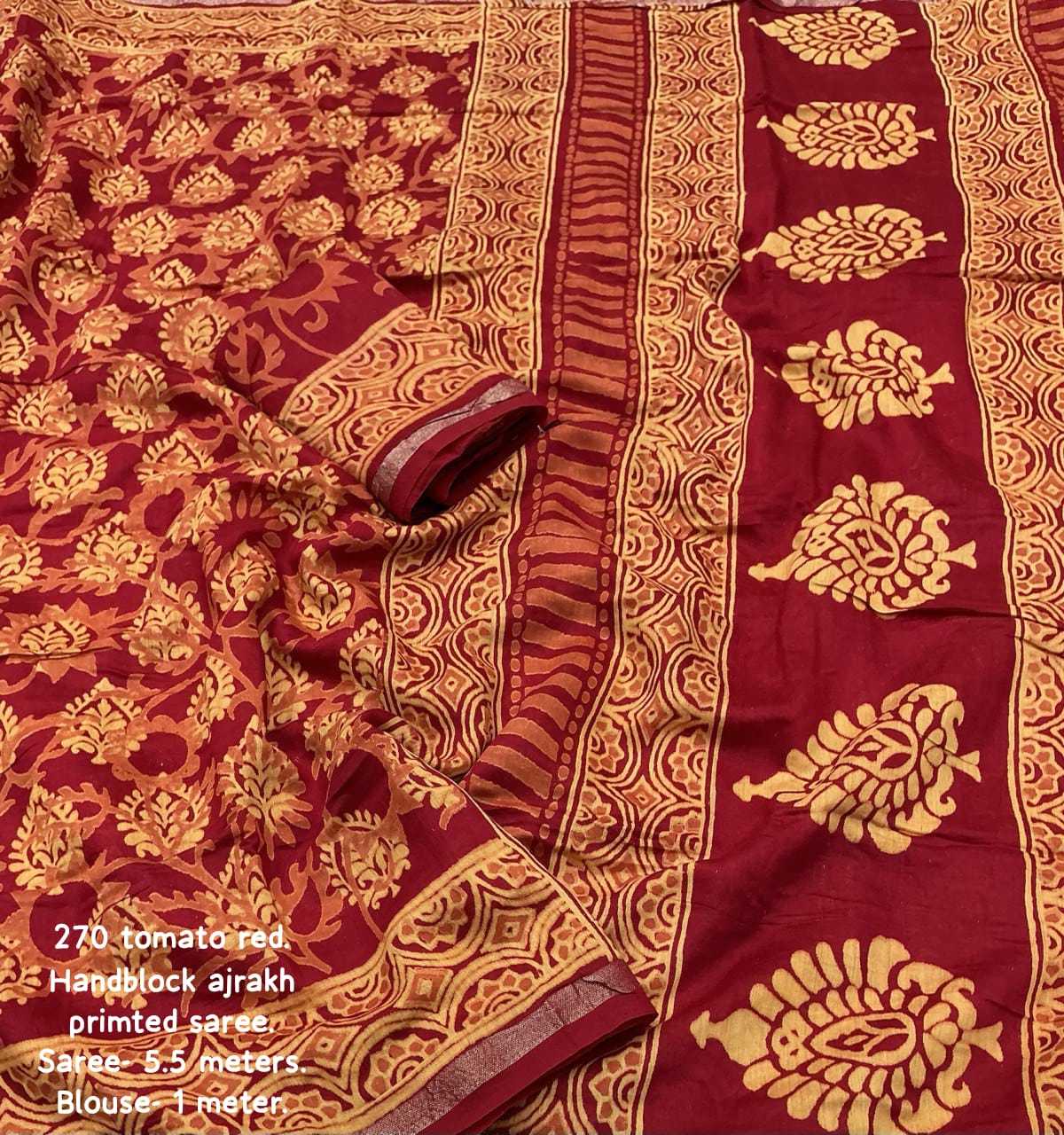 Ynf Chanderi Cotton KESH433 496 Sarees Wholesale Printed Sarees Ajrakh Sarees Chanderi Sarees Manufacturer- Kapda Export