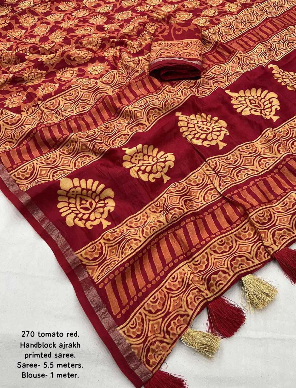 Ynf Chanderi Cotton KESH433 496 Sarees Wholesale Printed Sarees Ajrakh Sarees Chanderi Sarees Manufacturer- Kapda Export