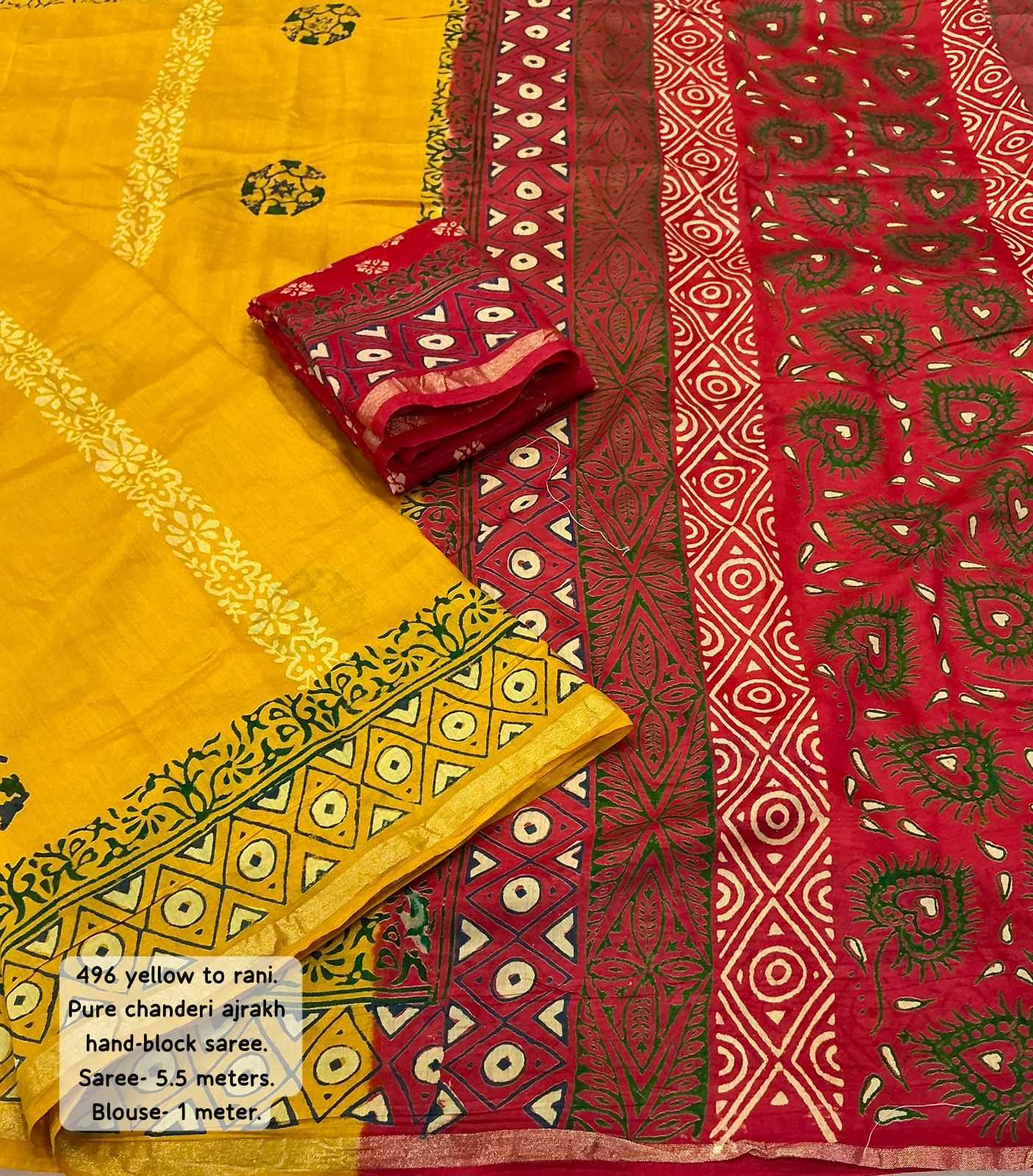 Ynf Chanderi Cotton KESH433 496 Sarees Wholesale Printed Sarees Ajrakh Sarees Chanderi Sarees Manufacturer- Kapda Export