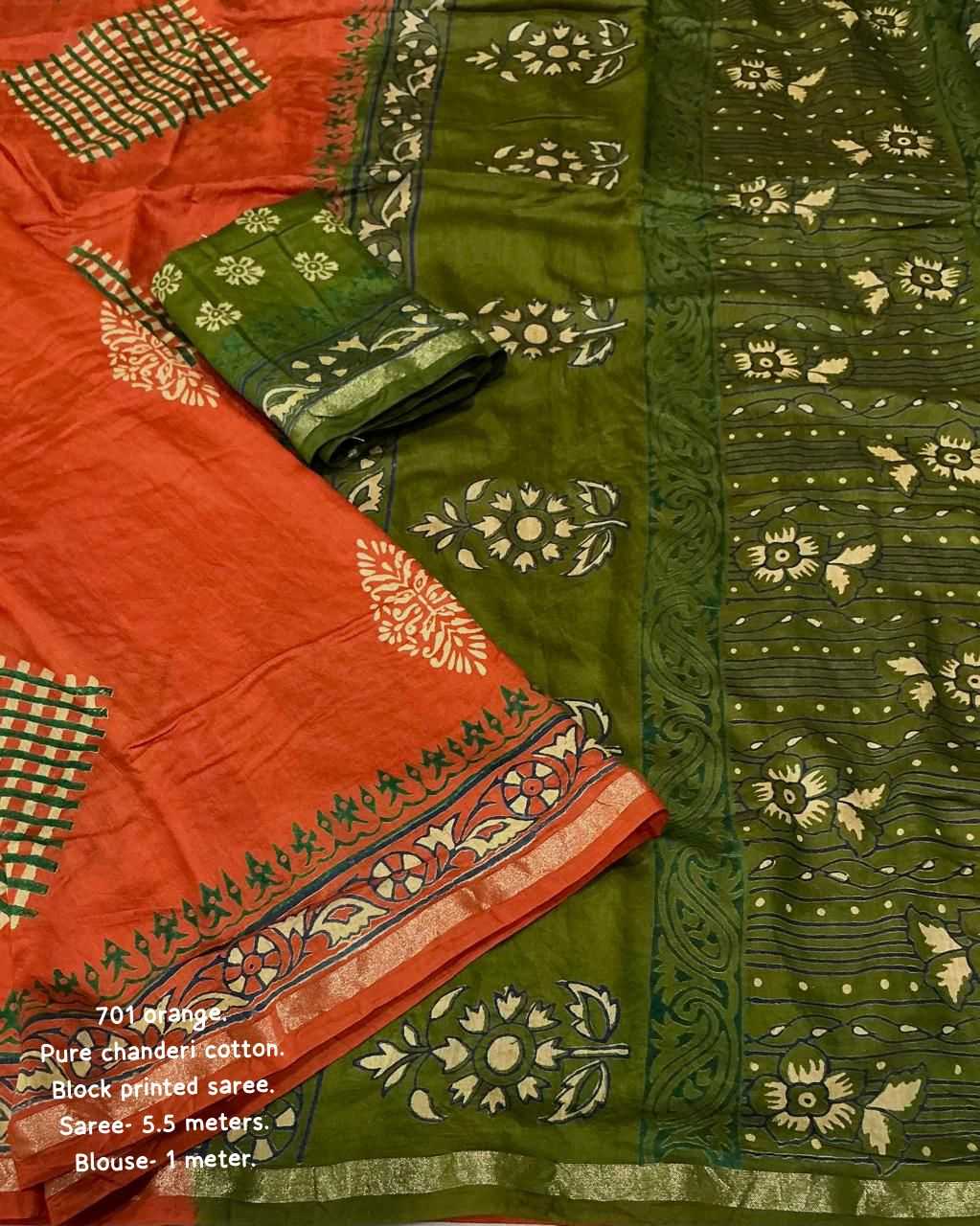 Ynf Chanderi Cotton KESH433 496 Sarees Wholesale Printed Sarees Ajrakh Sarees Chanderi Sarees Manufacturer- Kapda Export