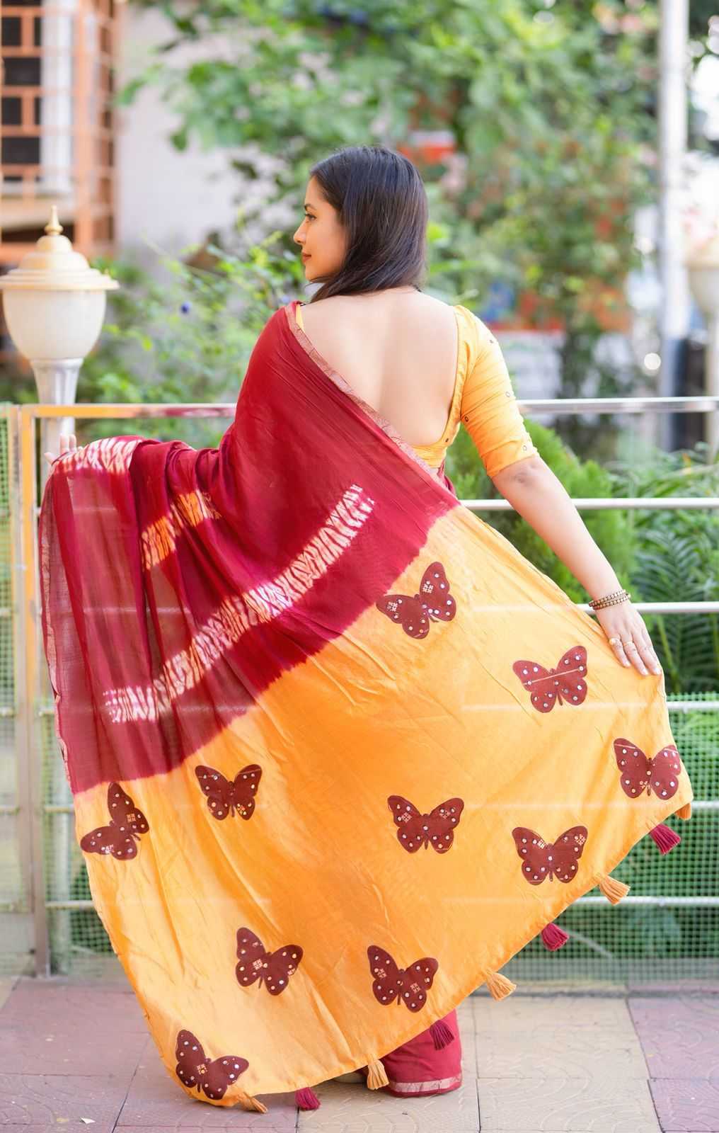 Ynf Chanderi Cotton KESH433 580 Sarees Wholesale Chanderi Sarees Butta Sarees Mirror Work Saree Manufacturer- Kapda Export