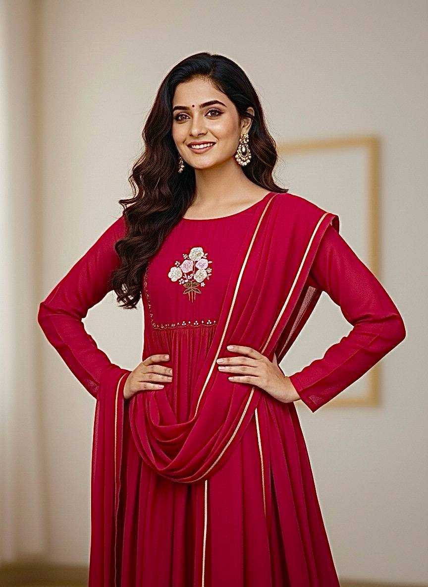 Ynf Chanderi Cotton KESH513 553 Gowns Festive Collections Wholesale Party Wear Gowns Gown With Dupatta Fit And Flare Gowns Manufacturer- Kapda Export