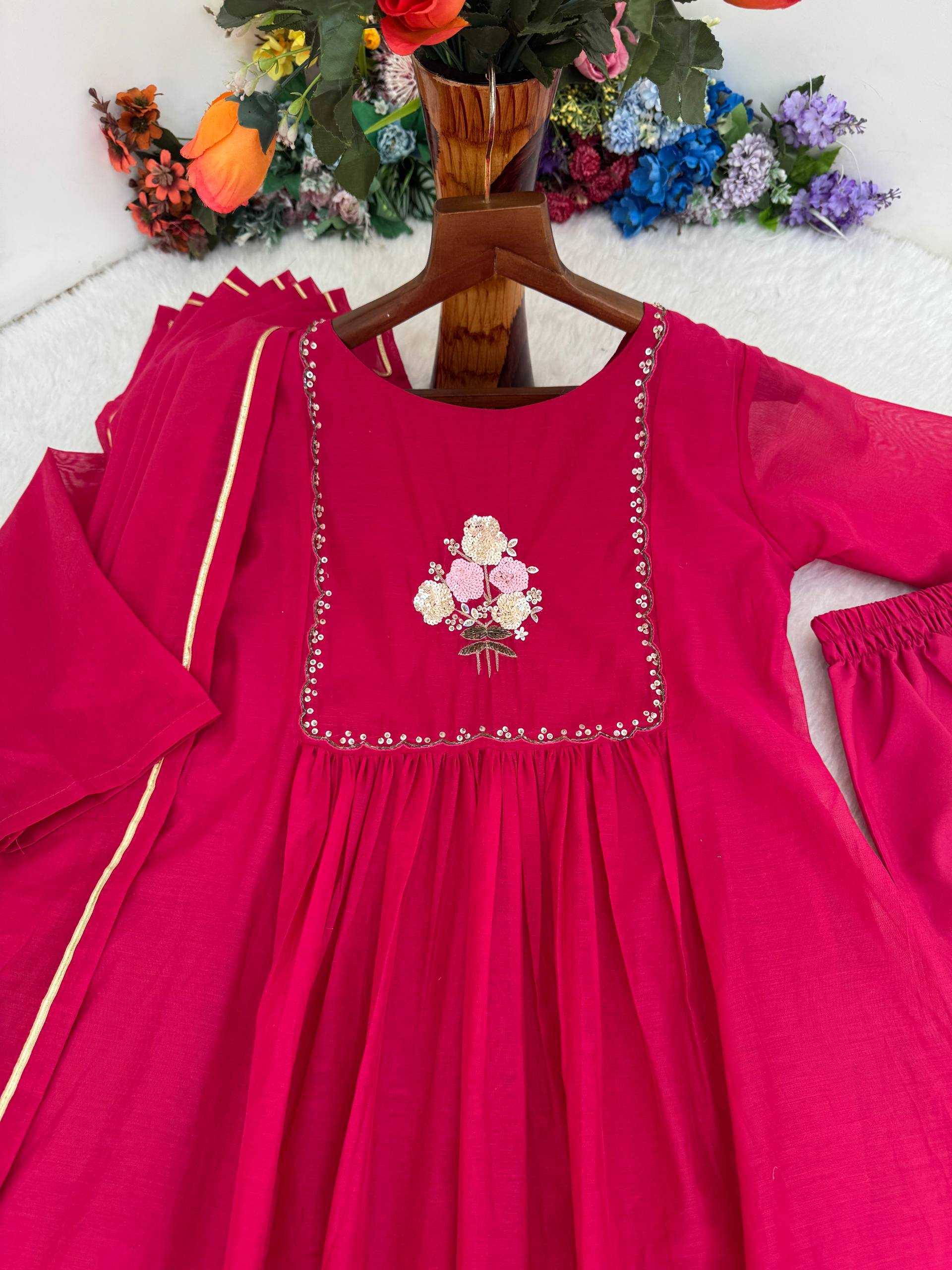 Ynf Chanderi Cotton KESH513 553 Gowns Festive Collections Wholesale Party Wear Gowns Gown With Dupatta Fit And Flare Gowns Manufacturer- Kapda Export