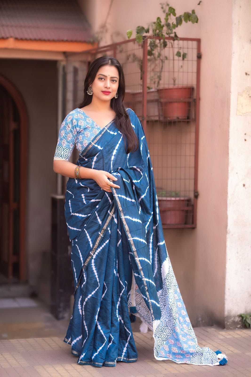 Ynf Chanderi Silk KESH433 235 Sarees Wholesale Party Wear Sarees Ajrakh Sarees Chanderi Sarees Manufacturer- Kapda Export