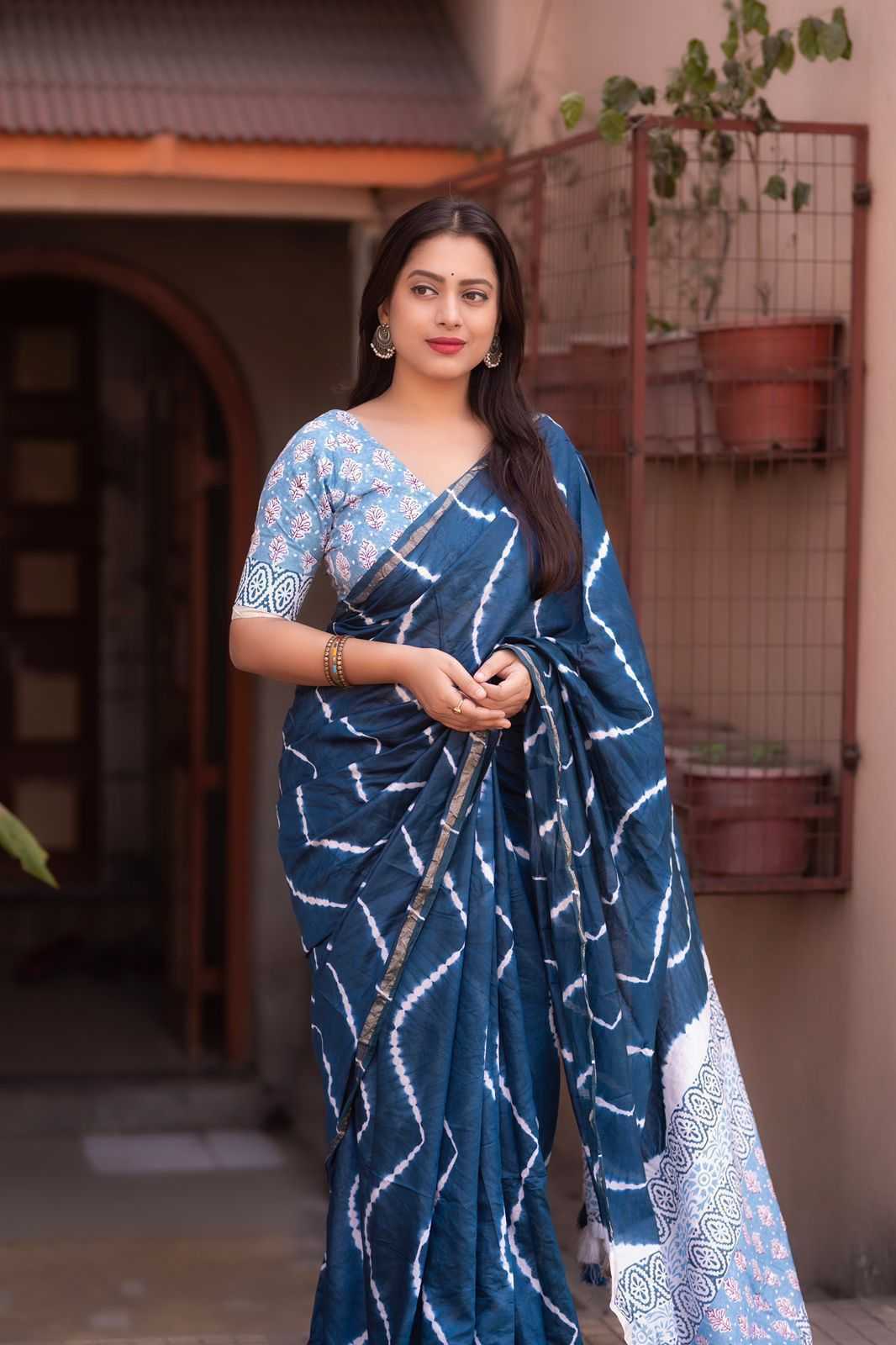 Ynf Chanderi Silk KESH433 235 Sarees Wholesale Party Wear Sarees Ajrakh Sarees Chanderi Sarees Manufacturer- Kapda Export