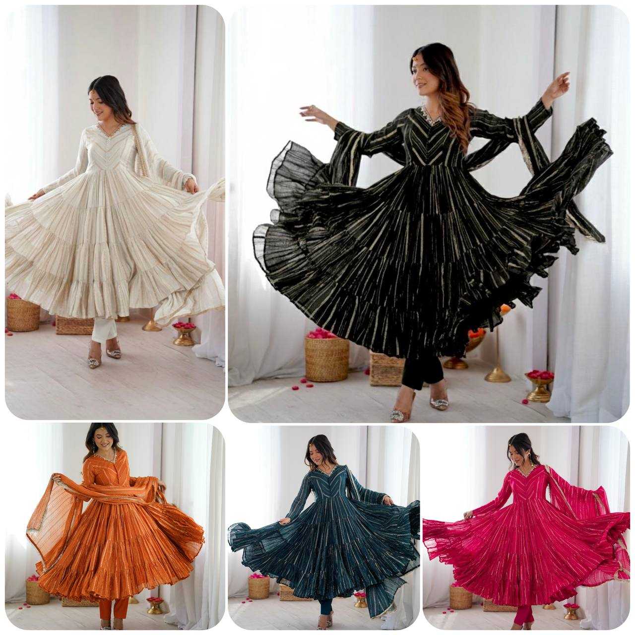 Ynf Chanderi Soft KESH499 5305 Gowns Wholesale Party Gowns Designer Gowns Ruffle Gowns Manufacturer- Kapda Export