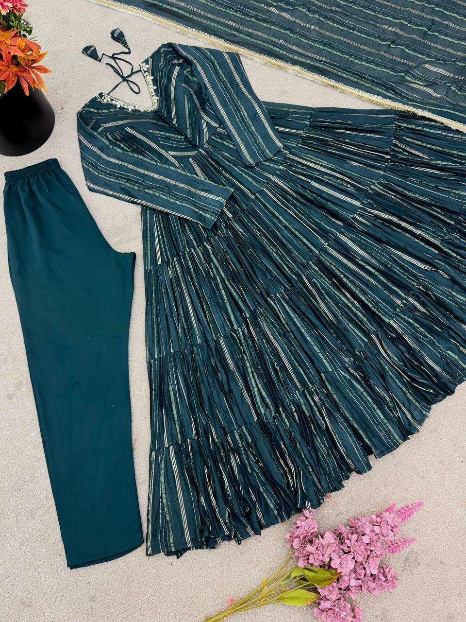 Ynf Chanderi Soft KESH499 5305 Gowns Wholesale Party Gowns Designer Gowns Ruffle Gowns Manufacturer- Kapda Export