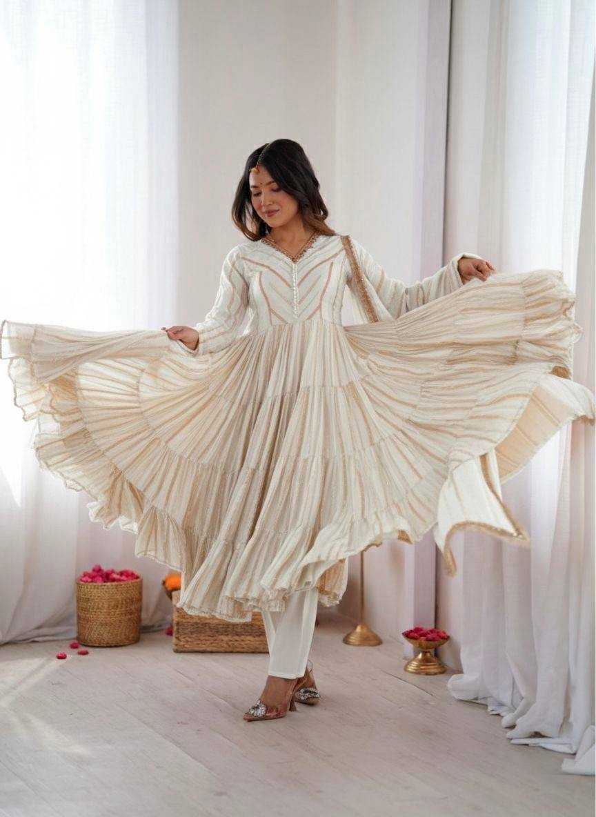 Ynf Chanderi Soft KESH499 5305 Gowns Wholesale Party Gowns Designer Gowns Ruffle Gowns Manufacturer- Kapda Export