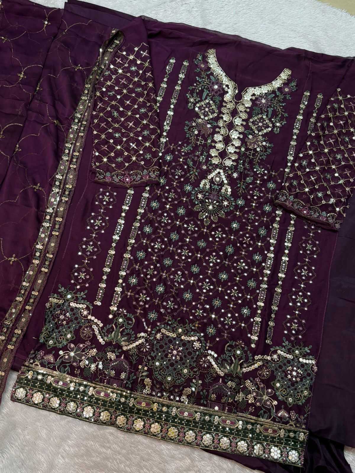 Ynf Chiffon KESH677 DINTING Suits & Dresses Wholesale Embroidery Suits Palazzo Suit Semi-Stitched Suits Manufacturer- Kapda Export