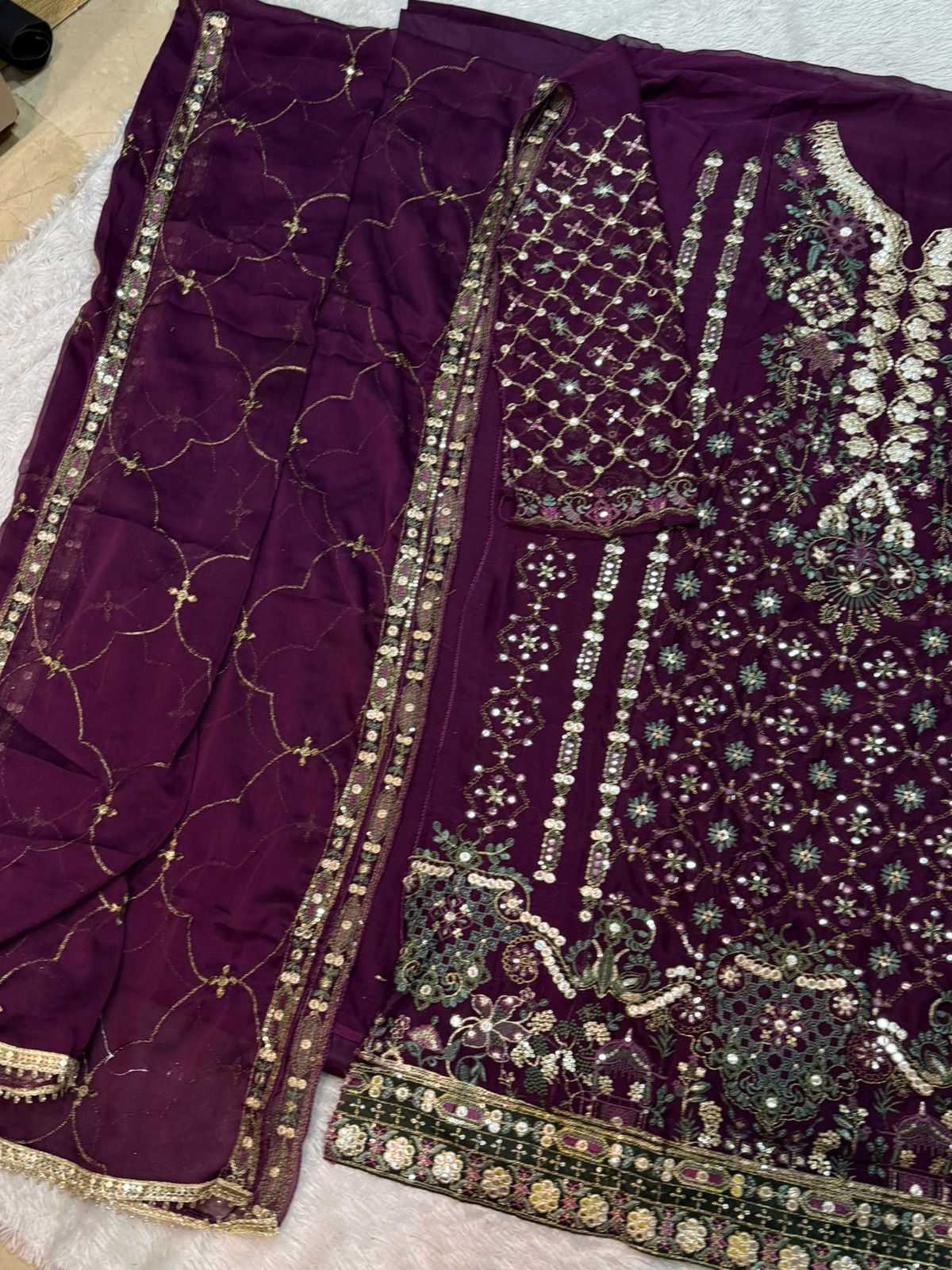 Ynf Chiffon KESH677 DINTING Suits & Dresses Wholesale Embroidery Suits Palazzo Suit Semi-Stitched Suits Manufacturer- Kapda Export