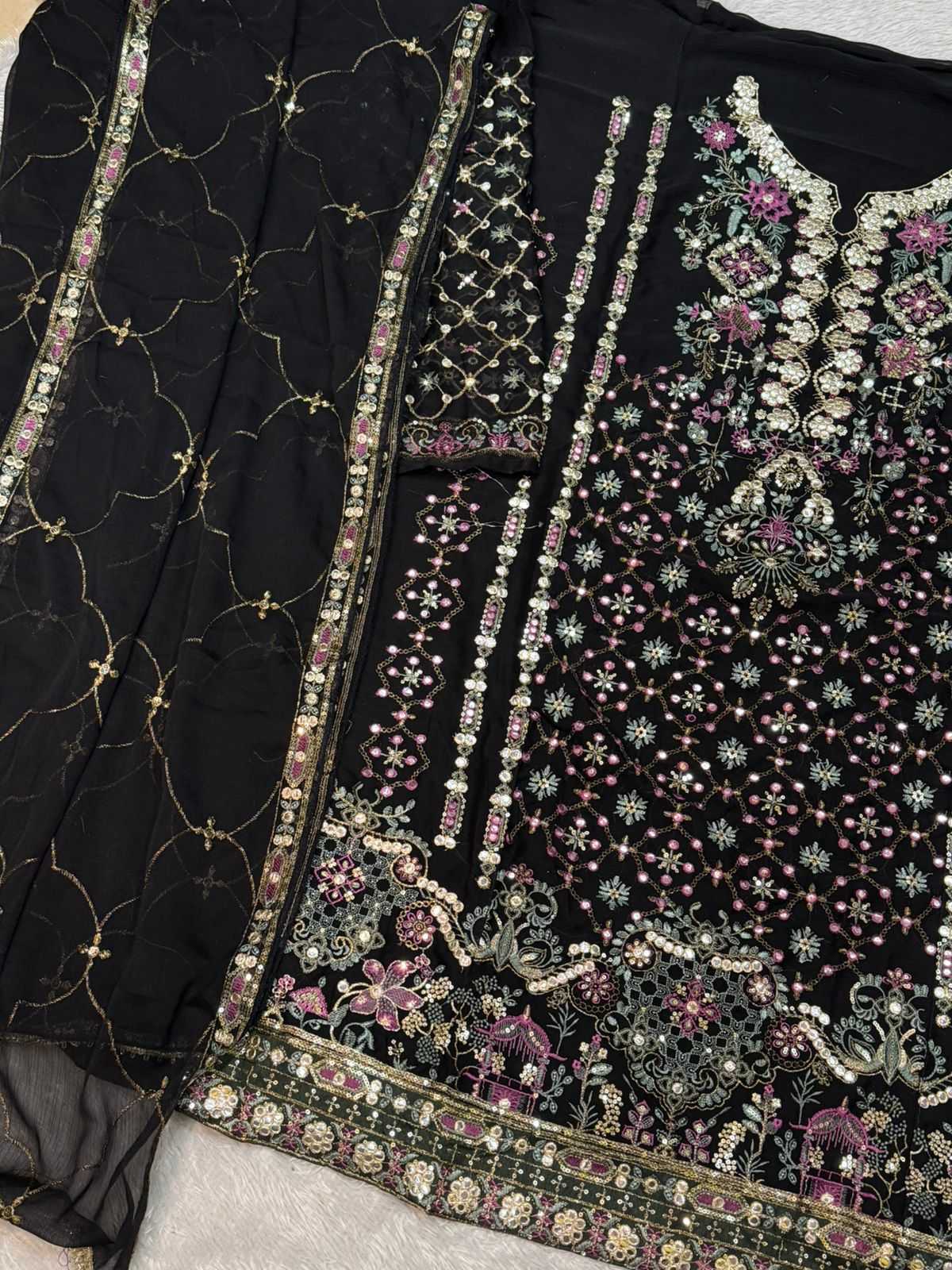 Ynf Chiffon KESH677 DINTING Suits & Dresses Wholesale Embroidery Suits Palazzo Suit Semi-Stitched Suits Manufacturer- Kapda Export