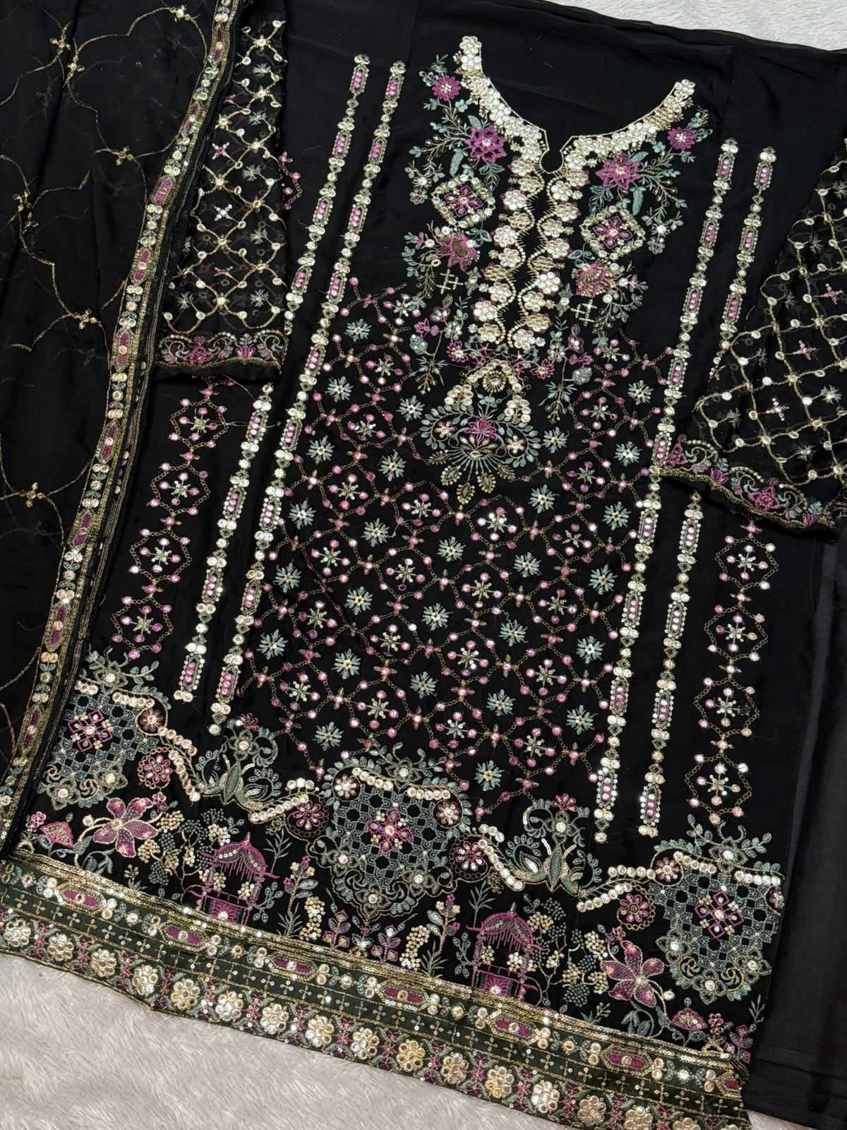 Ynf Chiffon KESH677 DINTING Suits & Dresses Wholesale Embroidery Suits Palazzo Suit Semi-Stitched Suits Manufacturer- Kapda Export