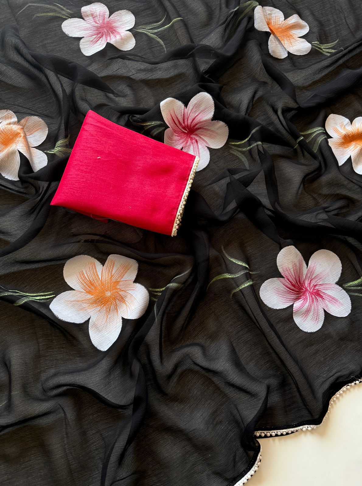 Ynf Chiffon KESH681 MOTIBLACK Sarees Wholesale Designer Sarees Printed Sarees Chiffon Sarees Manufacturer- Kapda Export