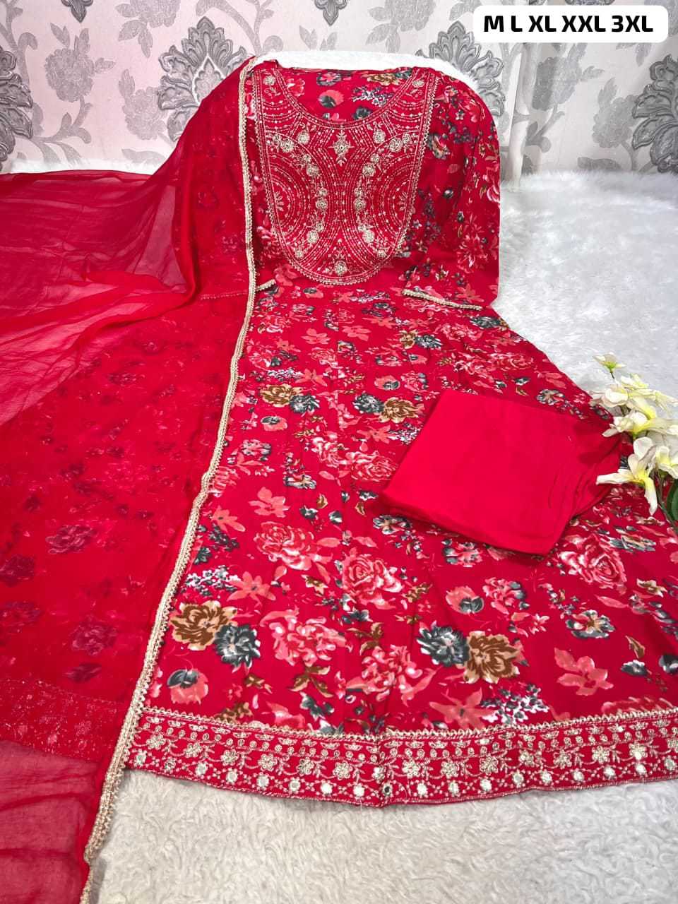 Ynf Chiffon KESH684 Chiffon Kurti Wholesale Designer Kurtis Anarkali Kurtis Embroidered Kurtis Manufacturer- Kapda Export