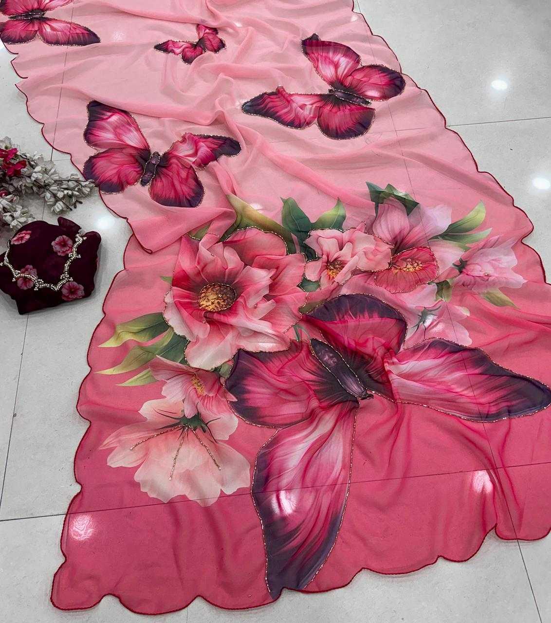 Ynf Chiffon KESH716 BUTTERFLY Sarees Wholesale Printed Sarees Chiffon Sarees Weightless Sarees Manufacturer- Kapda Export