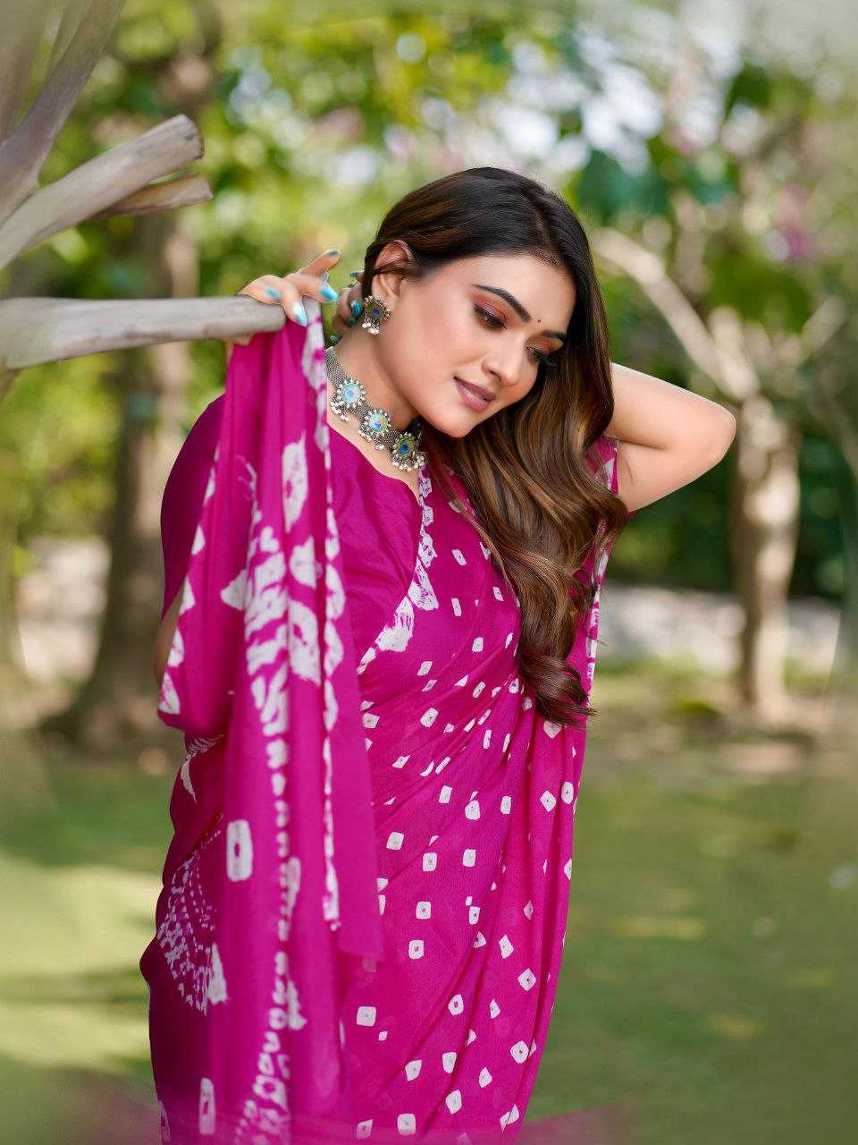 Ynf Chinon KESH601 ALISHA Sarees Wholesale Party Wear Sarees Indian Sarees Bandhani Sarees Manufacturer- Kapda Export