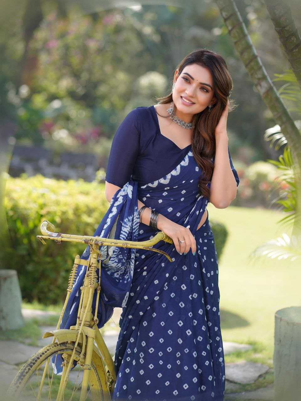 Ynf Chinon KESH601 ALISHA Sarees Wholesale Party Wear Sarees Indian Sarees Bandhani Sarees Manufacturer- Kapda Export