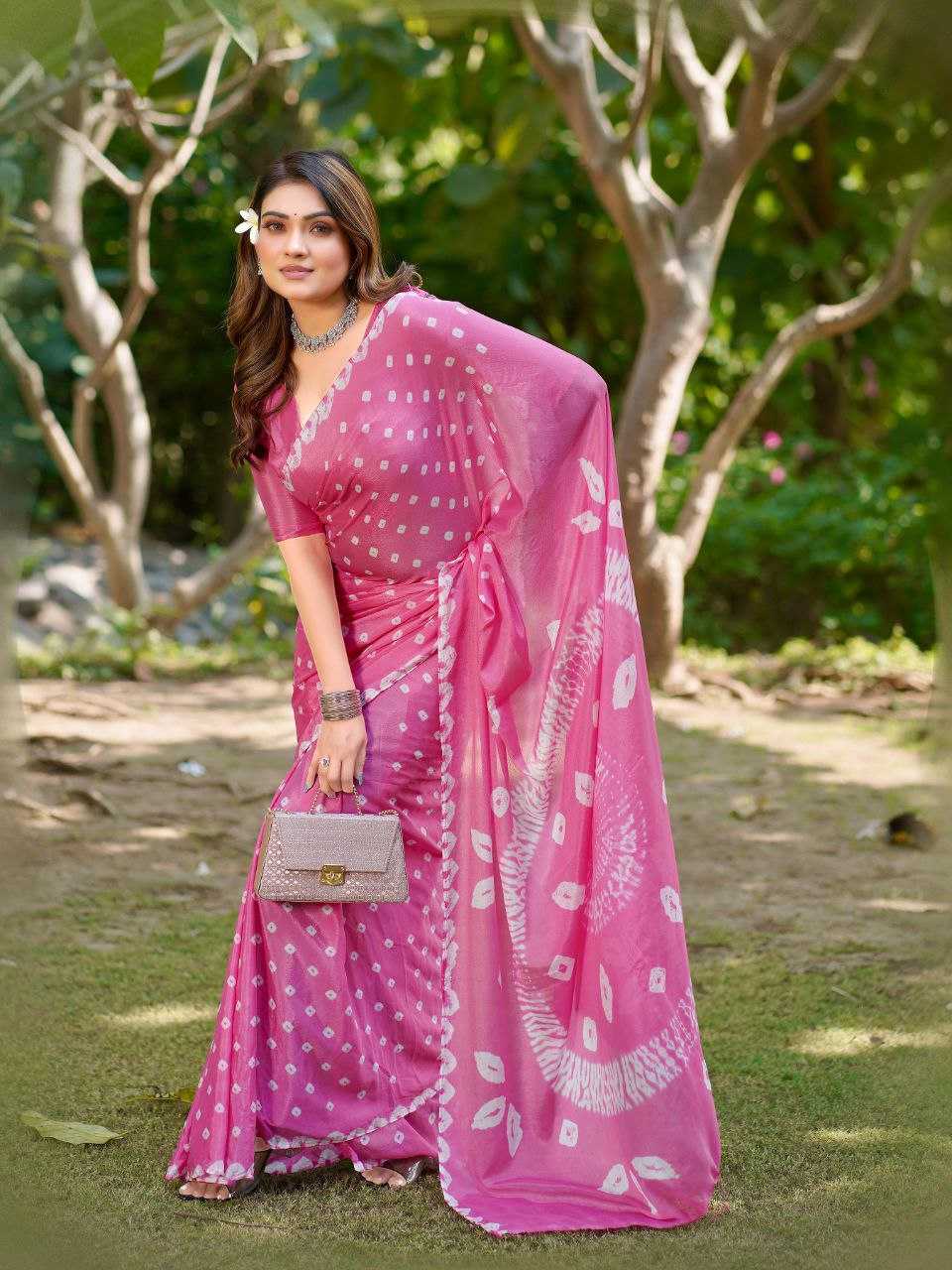 Ynf Chinon KESH601 ALISHA Sarees Wholesale Party Wear Sarees Indian Sarees Bandhani Sarees Manufacturer- Kapda Export