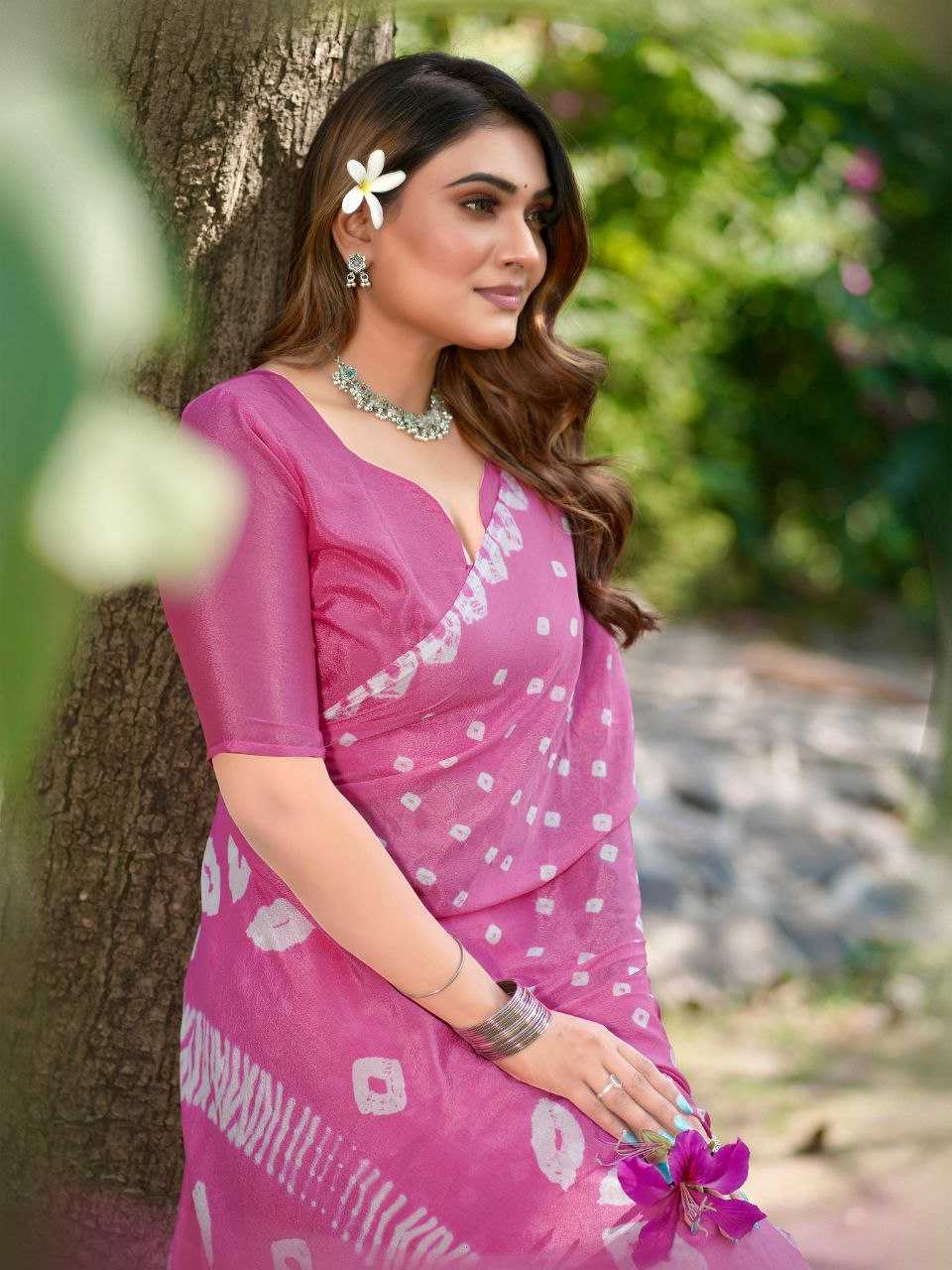 Ynf Chinon KESH601 ALISHA Sarees Wholesale Party Wear Sarees Indian Sarees Bandhani Sarees Manufacturer- Kapda Export