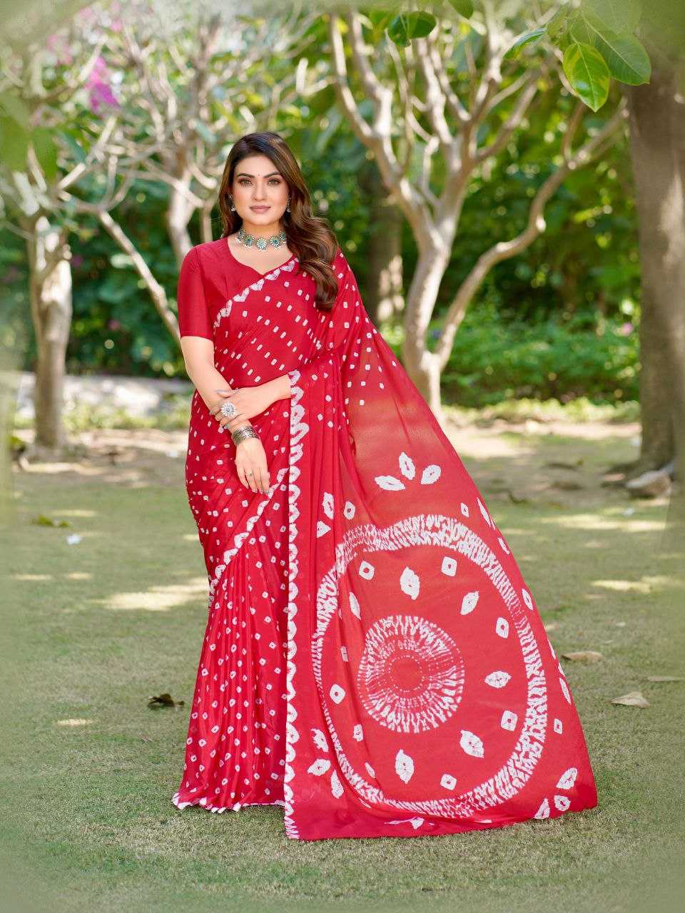 Ynf Chinon KESH601 ALISHA Sarees Wholesale Party Wear Sarees Indian Sarees Bandhani Sarees Manufacturer- Kapda Export