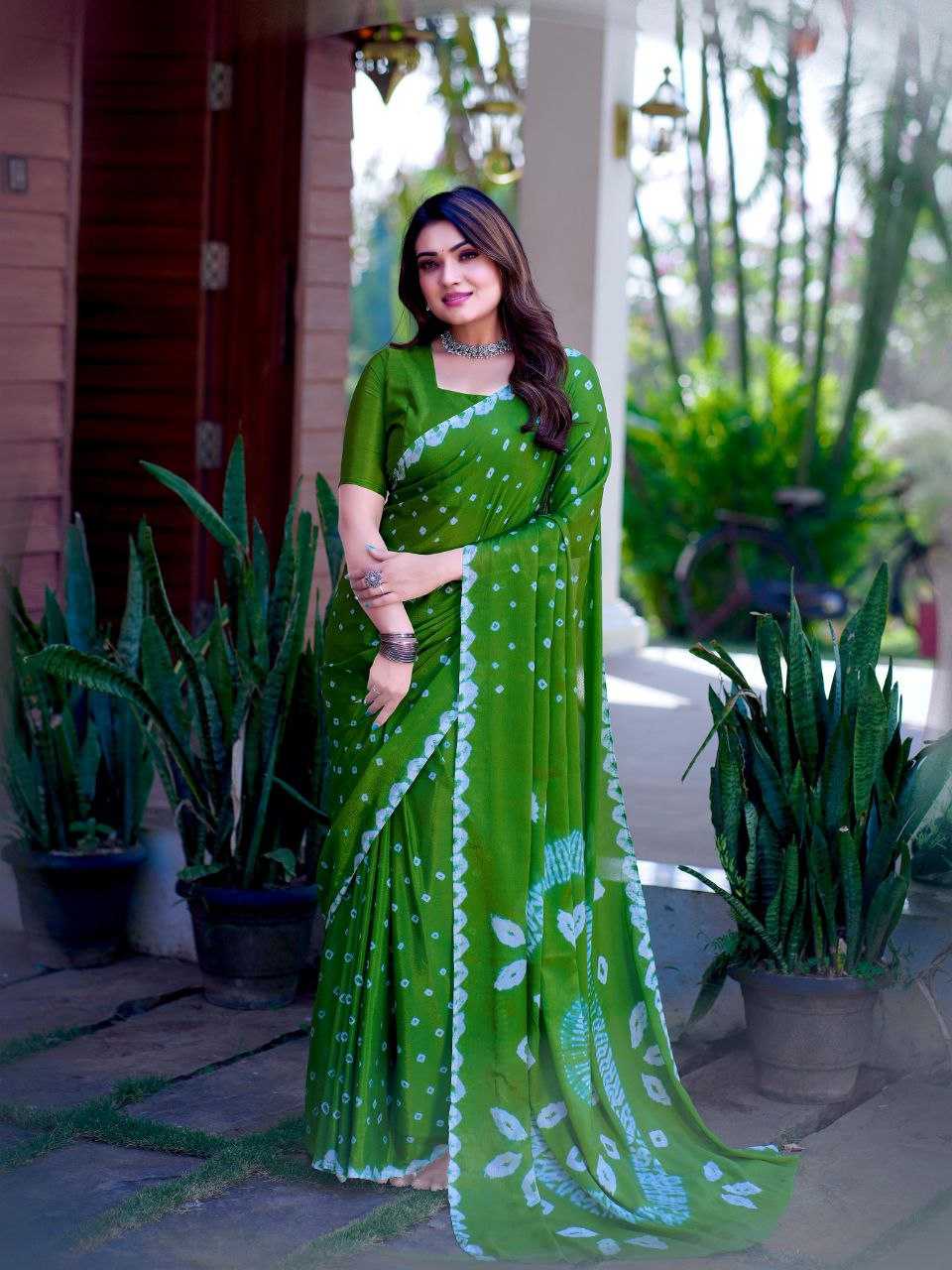 Ynf Chinon KESH601 ALISHA Sarees Wholesale Party Wear Sarees Indian Sarees Bandhani Sarees Manufacturer- Kapda Export