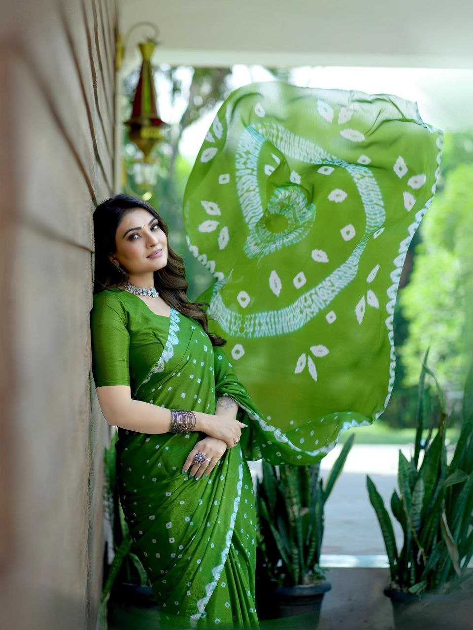 Ynf Chinon KESH601 ALISHA Sarees Wholesale Party Wear Sarees Indian Sarees Bandhani Sarees Manufacturer- Kapda Export