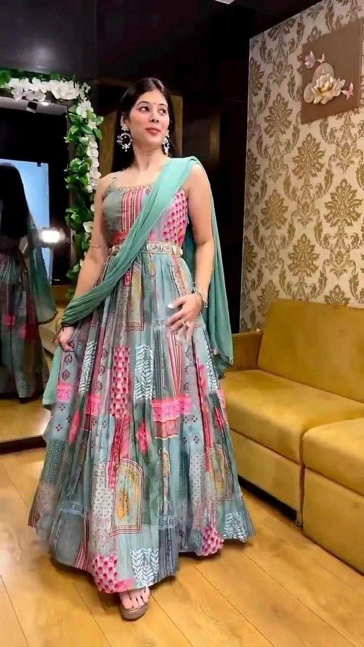 Ynf Chinon KESH730 Umbrella Flair Suits & Dresses Western Wears Festive Collections Wholesale Palazzo Suit Party wear suits Maxi Dresses Manufacturer- Kapda Export