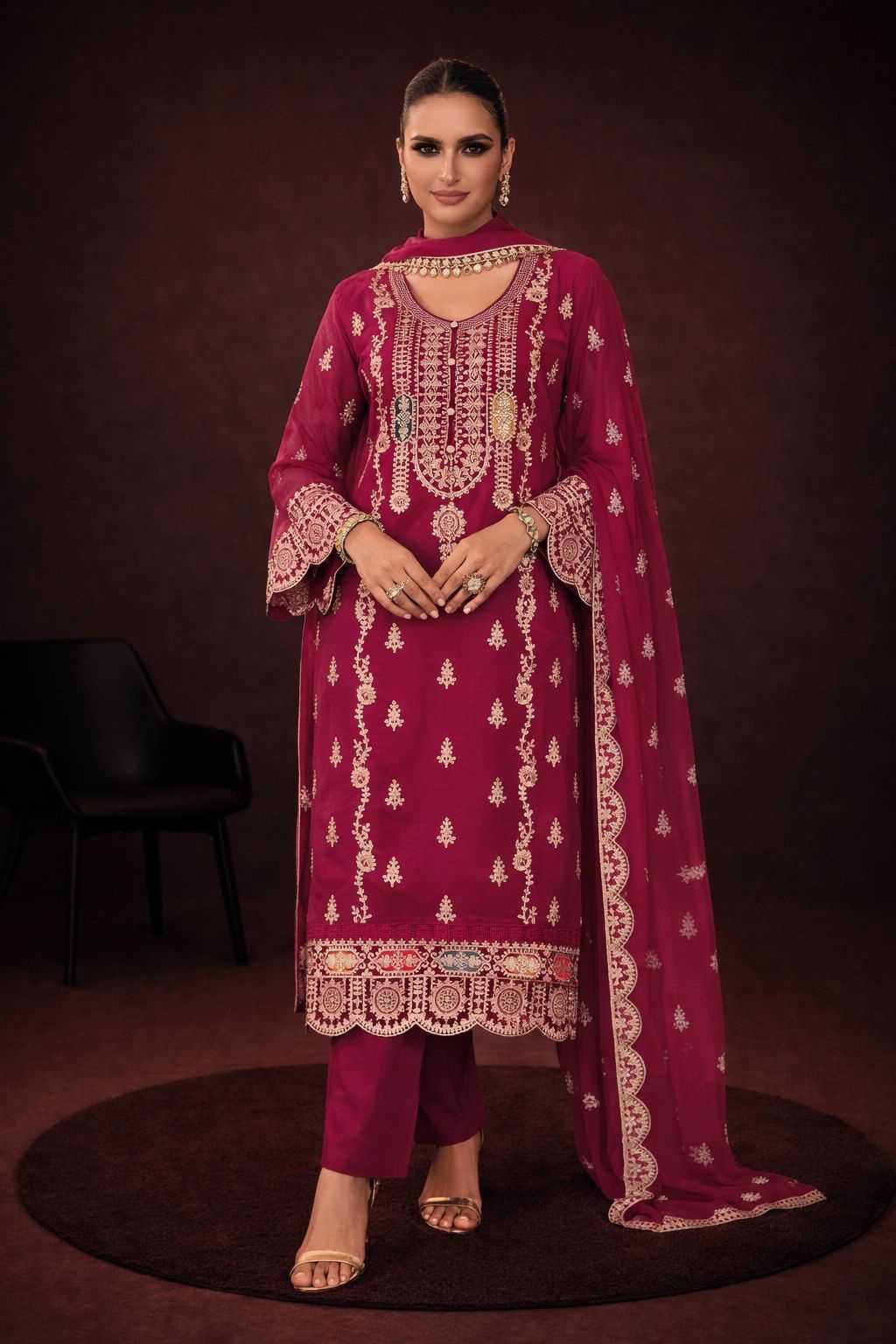 Ynf Chinon RIN236 1898 Suits & Dresses Wedding Collections Wholesale Unstitched Suits Suit Material Embroidered Suits Manufacturer- Kapda Export