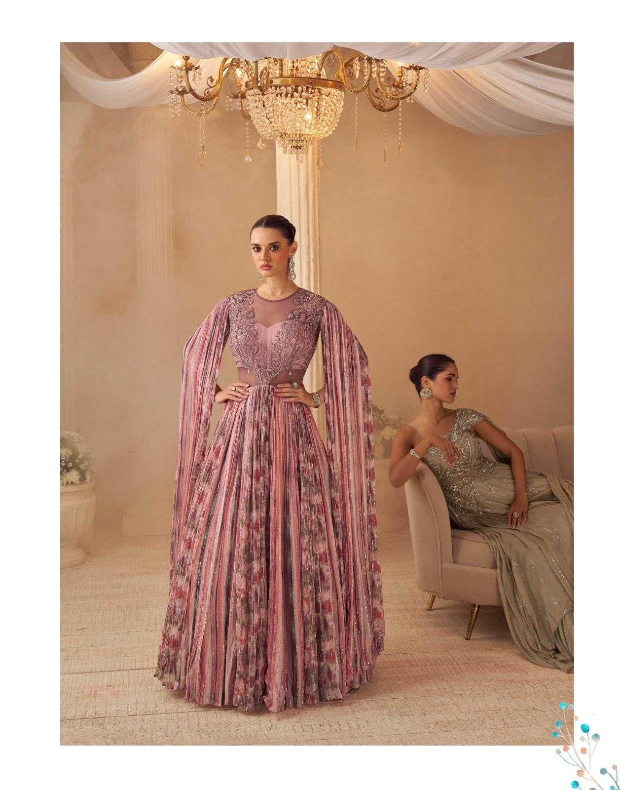 Ynf Chinon Silk KESH481 SAYURI AAROHI Gowns Wholesale Party Gowns Long Gowns Bollywood Style Gowns Manufacturer- Kapda Export