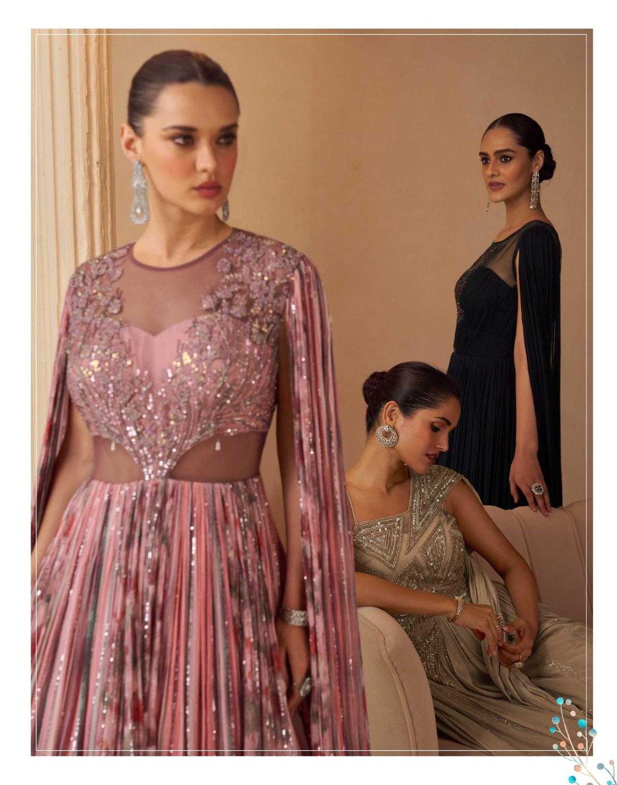 Ynf Chinon Silk KESH481 SAYURI AAROHI Gowns Wholesale Party Gowns Long Gowns Bollywood Style Gowns Manufacturer- Kapda Export