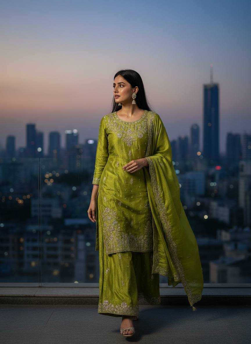 Ynf Chinon Silk KESH492 1455 Kurti Wholesale Ethnic Kurtis Embroidered Kurtis Kurti With Palazzo Manufacturer- Kapda Export