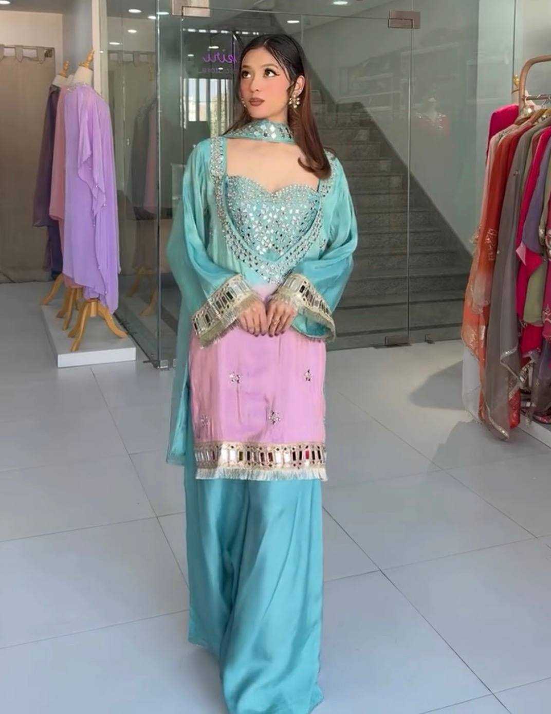 Ynf Chinon Silk KESH512 1827 Suits & Dresses Festive Collections Wholesale Palazzo Suit Embroidered Dresses Silk Dresses Manufacturer- Kapda Export