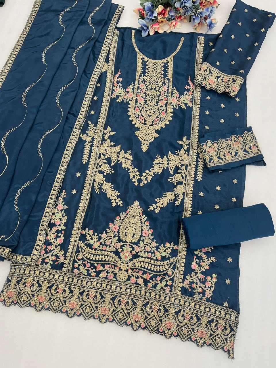 Ynf Chinon Silk Pure Viscos KESH704 SITARAH 717 Suits & Dresses Wholesale Embroidery Suits Party wear suits Wedding Suits Manufacturer- Kapda Export