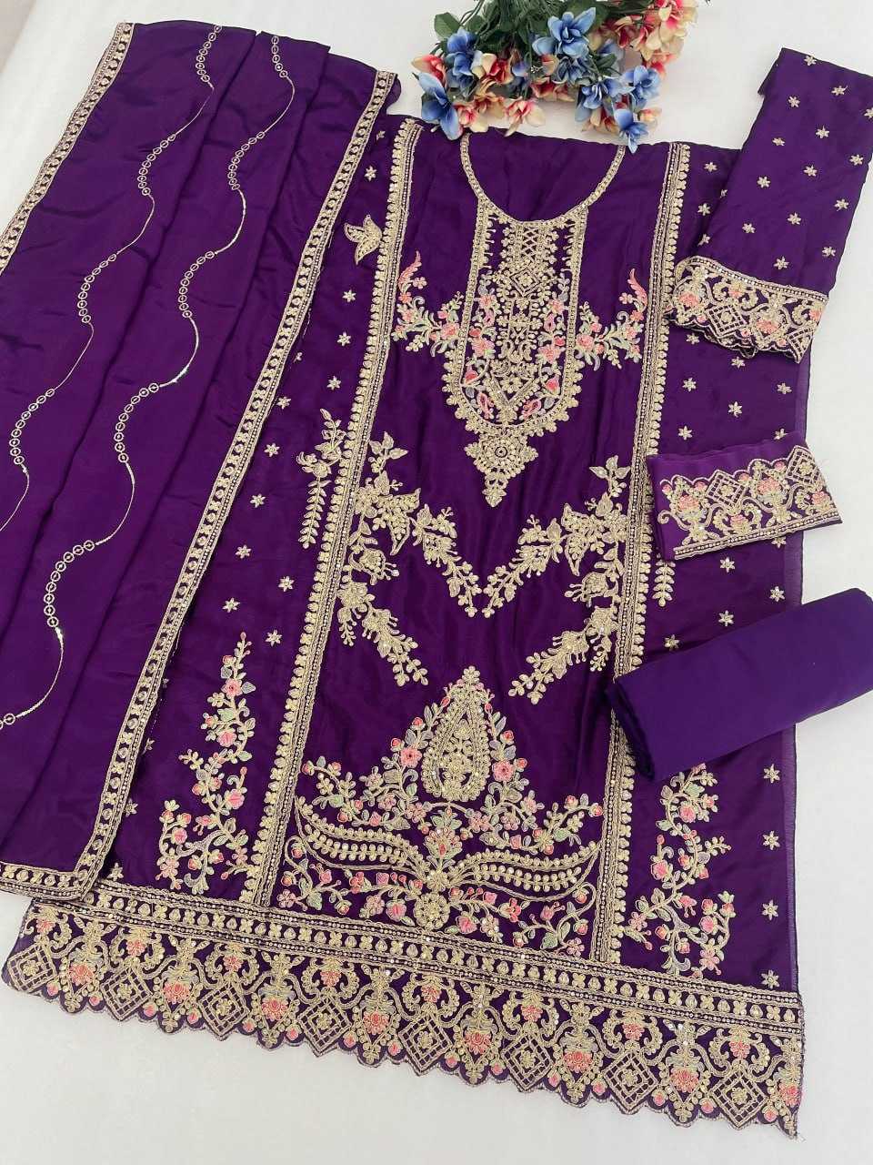 Ynf Chinon Silk Pure Viscos KESH704 SITARAH 717 Suits & Dresses Wholesale Embroidery Suits Party wear suits Wedding Suits Manufacturer- Kapda Export