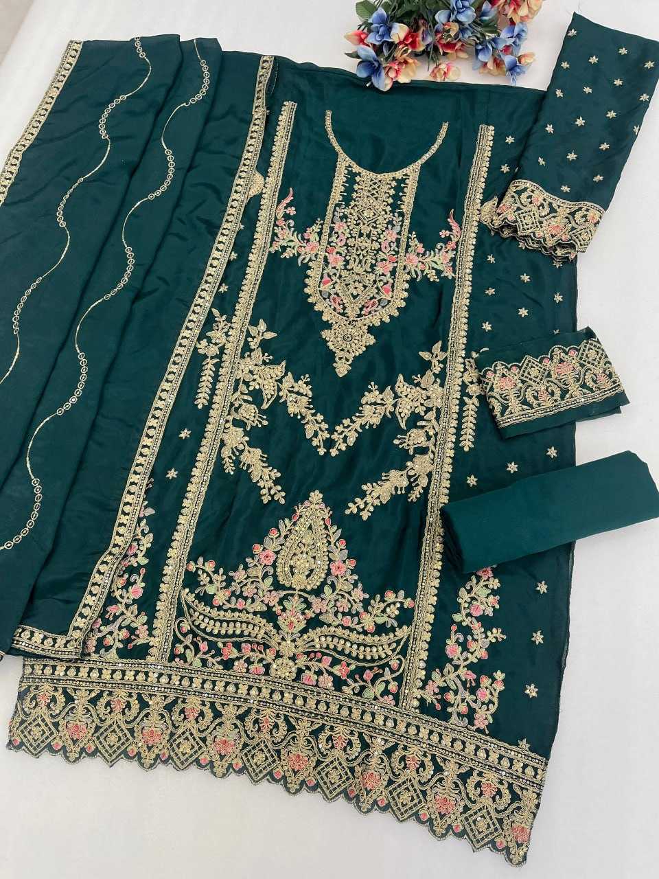 Ynf Chinon Silk Pure Viscos KESH704 SITARAH 717 Suits & Dresses Wholesale Embroidery Suits Party wear suits Wedding Suits Manufacturer- Kapda Export