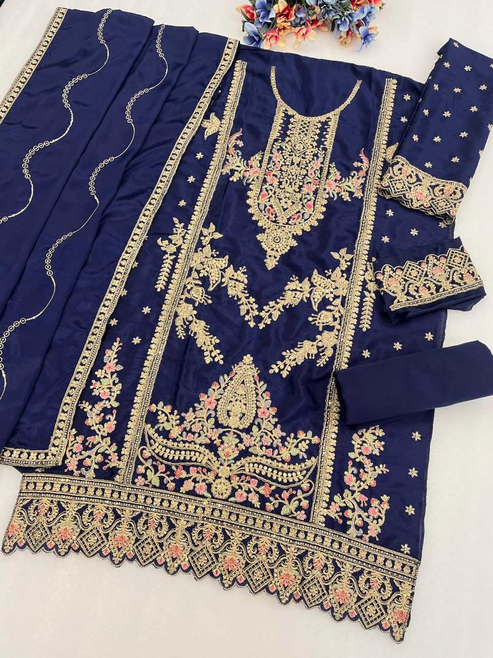 Ynf Chinon Silk Pure Viscos KESH704 SITARAH 717 Suits & Dresses Wholesale Embroidery Suits Party wear suits Wedding Suits Manufacturer- Kapda Export