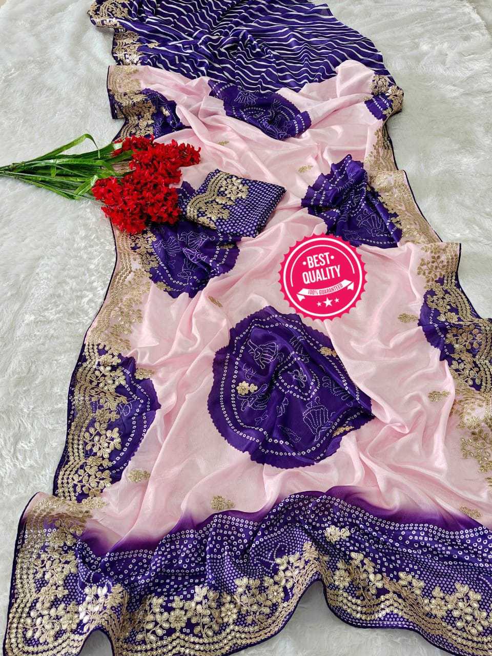 Ynf Chinon Silk RIN102 Chinon Sarees Wholesale Gota Patti Sarees Cutwork Saree Traditional Sarees Manufacturer- Kapda Export