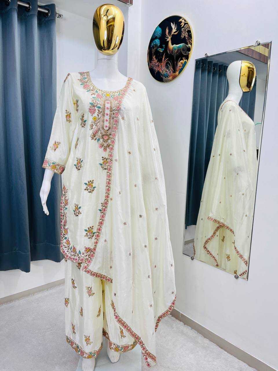 Ynf Chinon Silk RIN212 7101 Suits & Dresses Wholesale Palazzo Suit Wedding Suits Embroidered Suits Manufacturer- Kapda Export