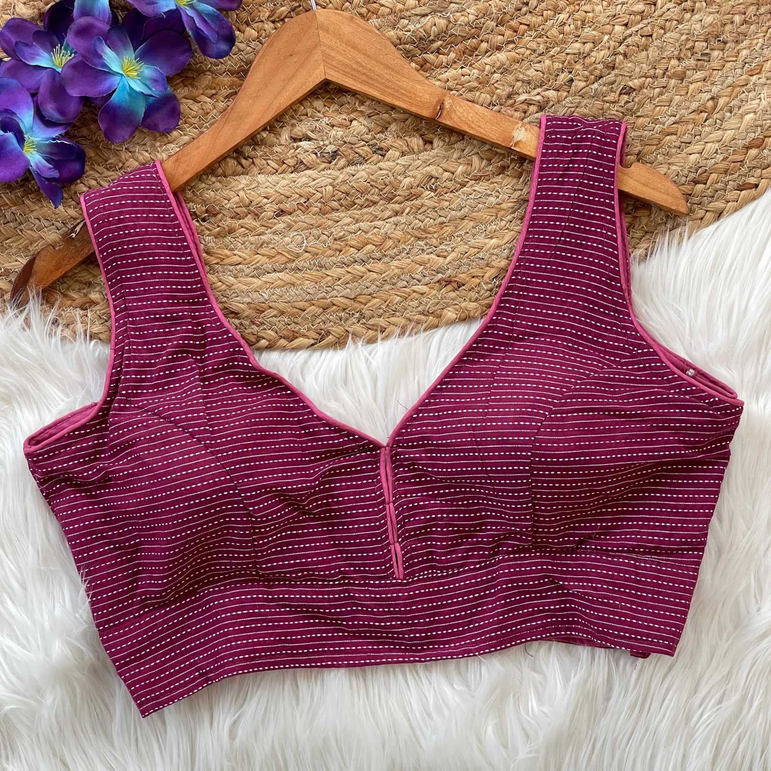 Ynf Cotton KESH411 Katha Readymade Blouses Wholesale V-Neck Blouses Designer Blouse Cotton Blouse Manufacturer- Kapda Export