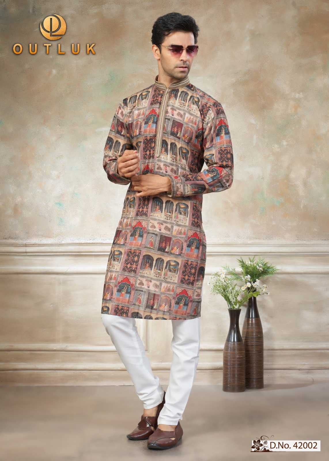Ynf Cotton KESH530 Outluk Wedding 42 Mens Wear Wholesale Mens Kurtas Men Kurta Pajama Mens Printed Shirts Manufacturer- Kapda Export