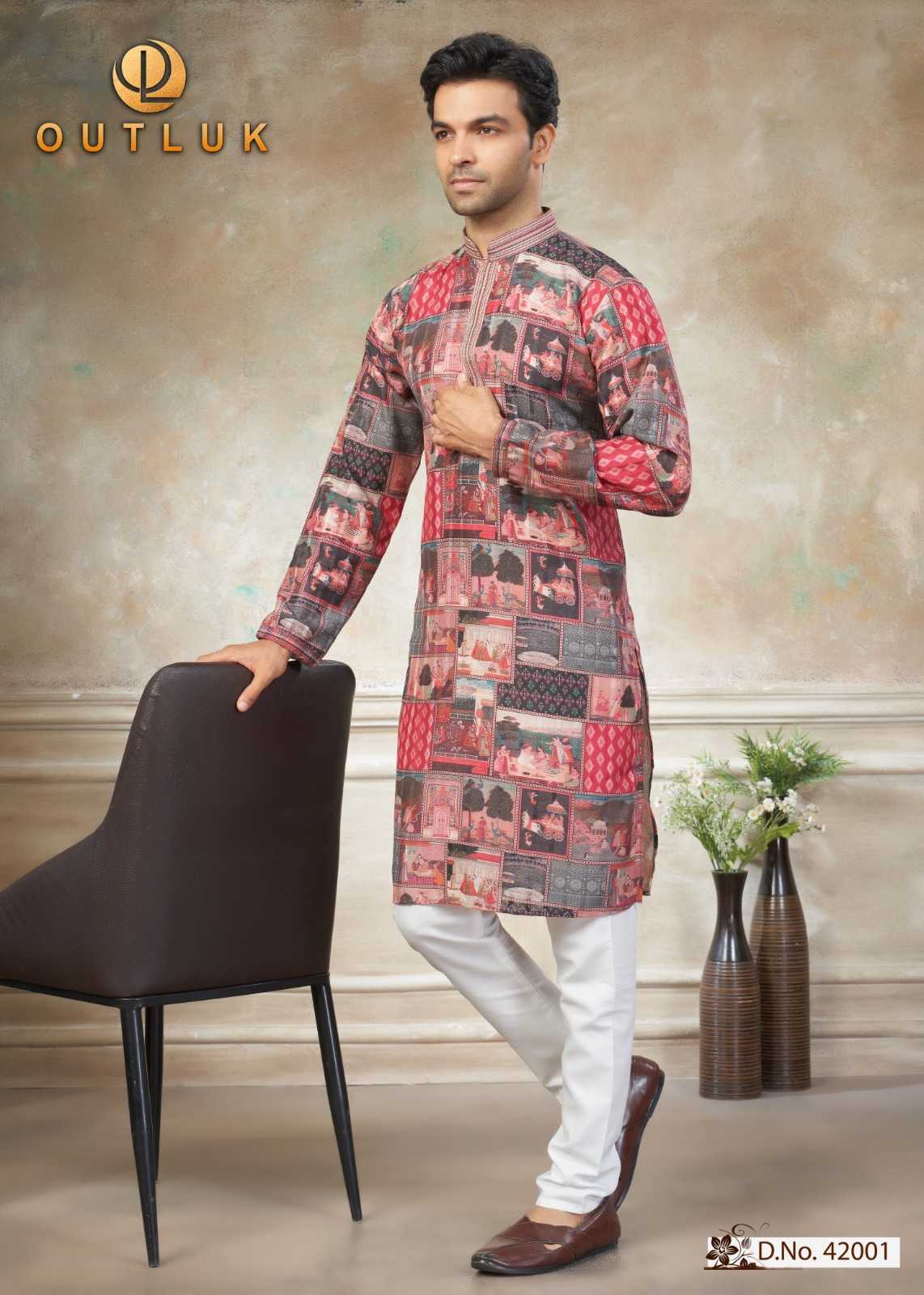 Ynf Cotton KESH530 Outluk Wedding 42 Mens Wear Wholesale Mens Kurtas Men Kurta Pajama Mens Printed Shirts Manufacturer- Kapda Export